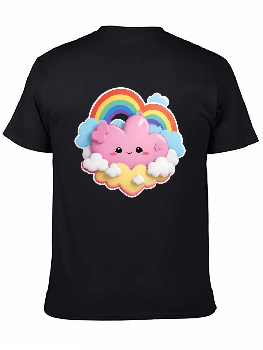 Rainbow With Fluffy Clouds And Stars For Your Baby Essential Cotton Tee For Daily Outfits – Unisex Style