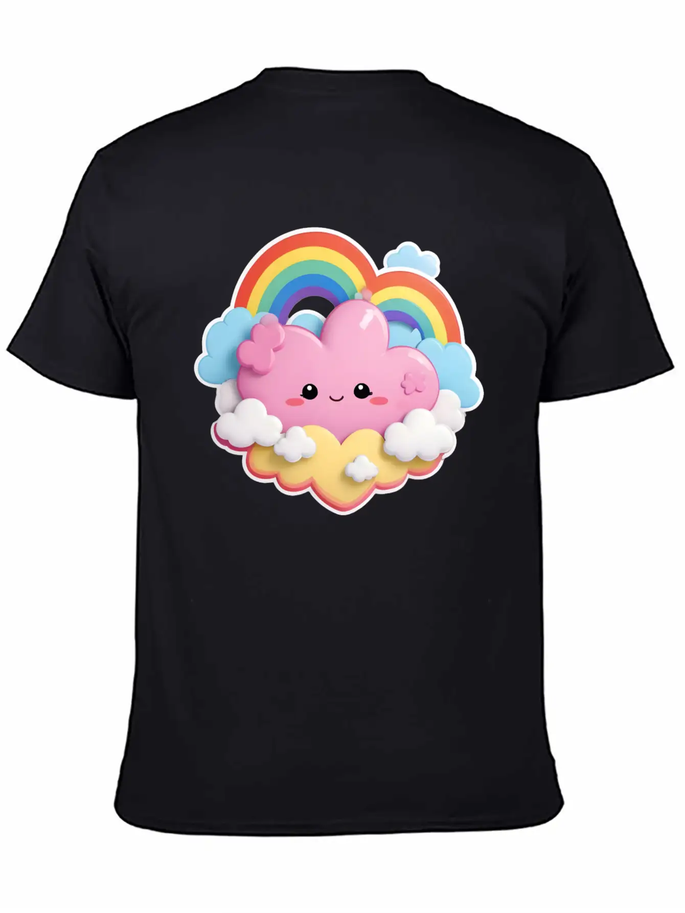 Rainbow With Fluffy Clouds And Stars For Your Baby Essential Cotton Tee For Daily Outfits – Unisex Style