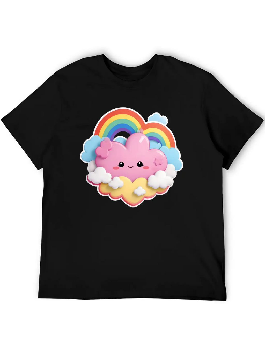 Rainbow With Fluffy Clouds And Stars For Your Baby Essential Cotton Tee For Daily Outfits – Unisex Style