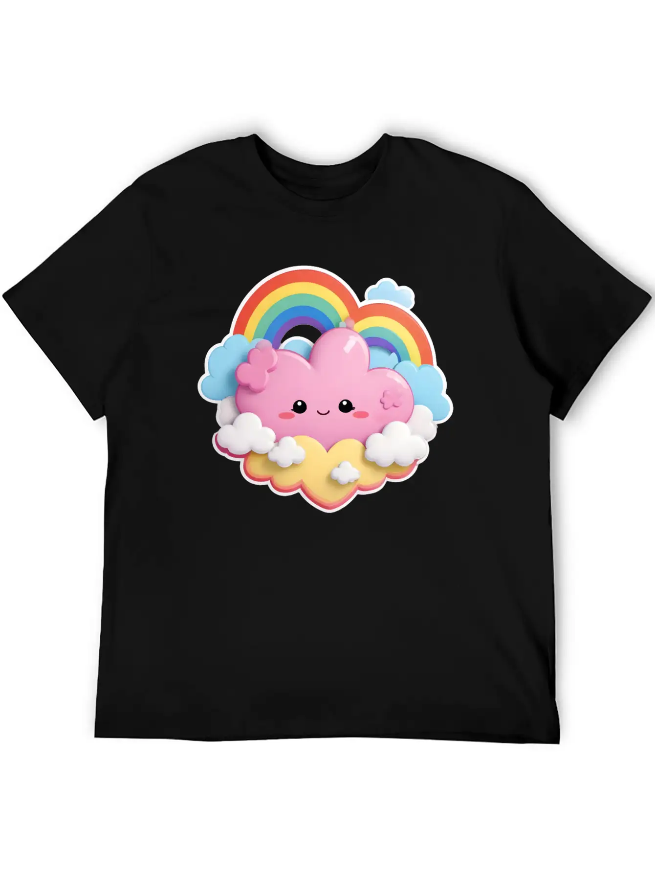 Rainbow With Fluffy Clouds And Stars For Your Baby Essential Cotton Tee For Daily Outfits – Unisex Style