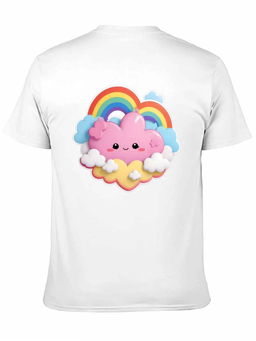 Rainbow With Fluffy Clouds And Stars For Your Baby Essential Cotton Tee For Daily Outfits – Unisex Style