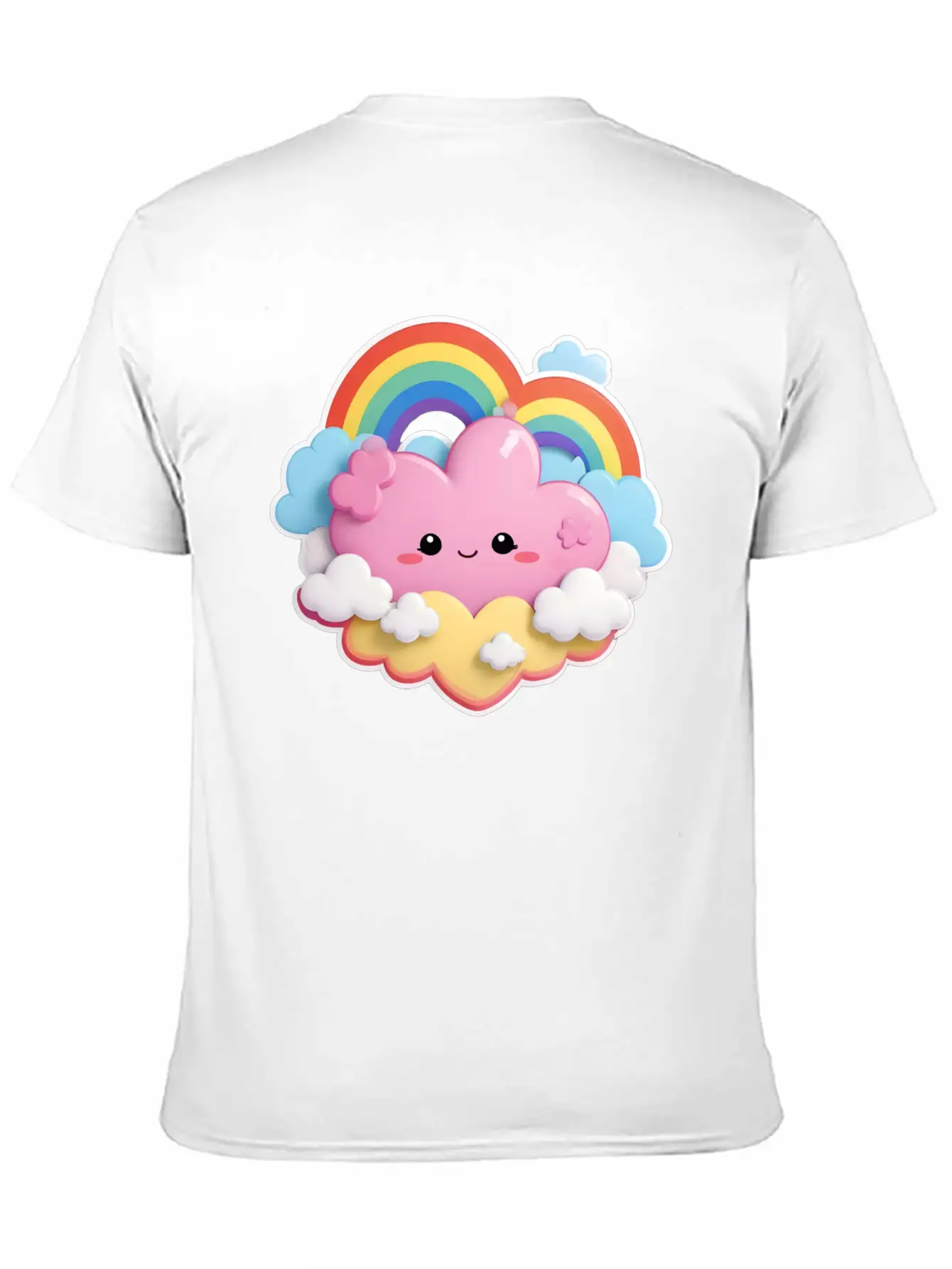Rainbow With Fluffy Clouds And Stars For Your Baby Essential Cotton Tee For Daily Outfits – Unisex Style