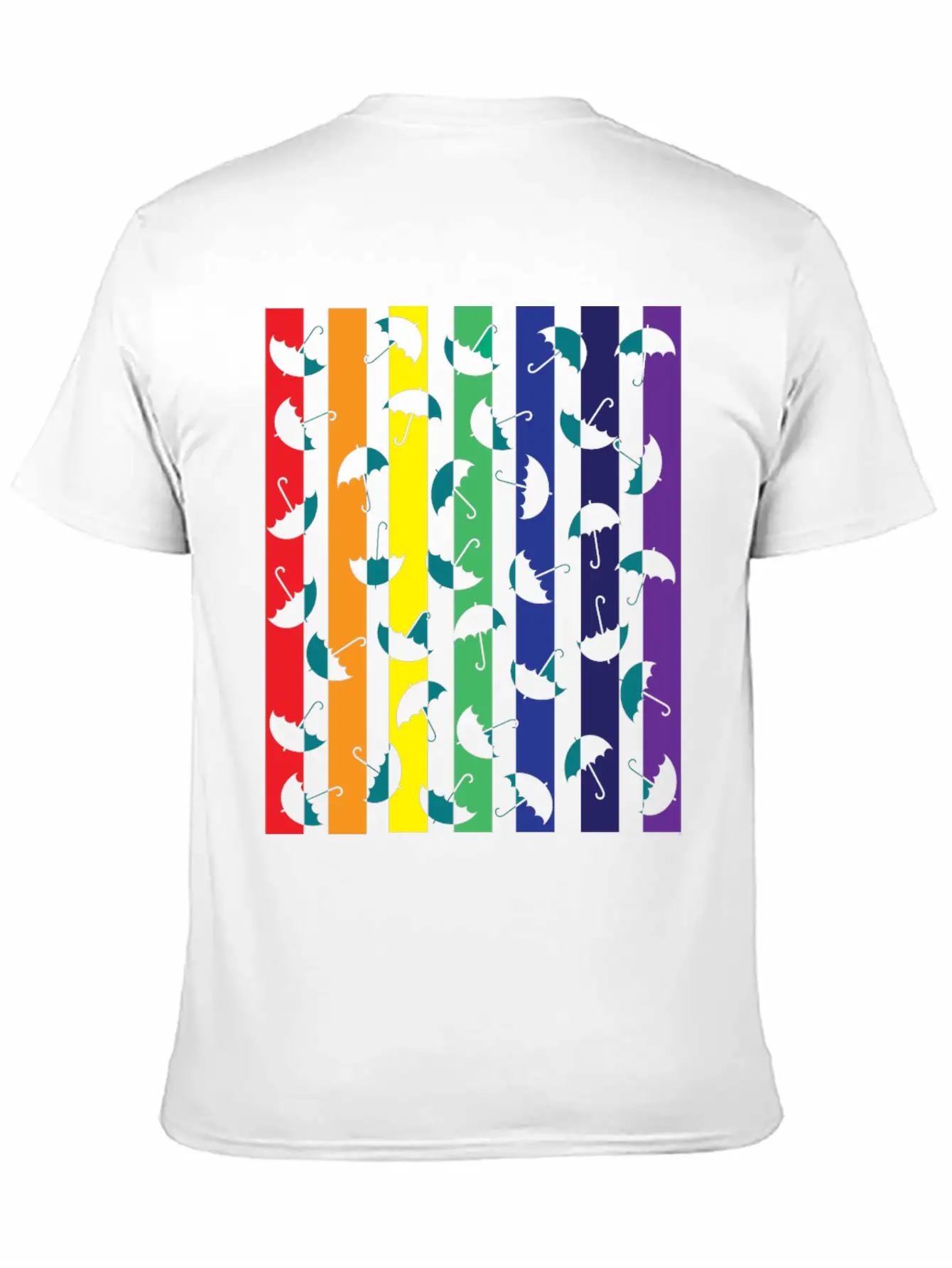 Rainbows Umbrella Essential Cotton Tee For Daily Outfits – Unisex Style
