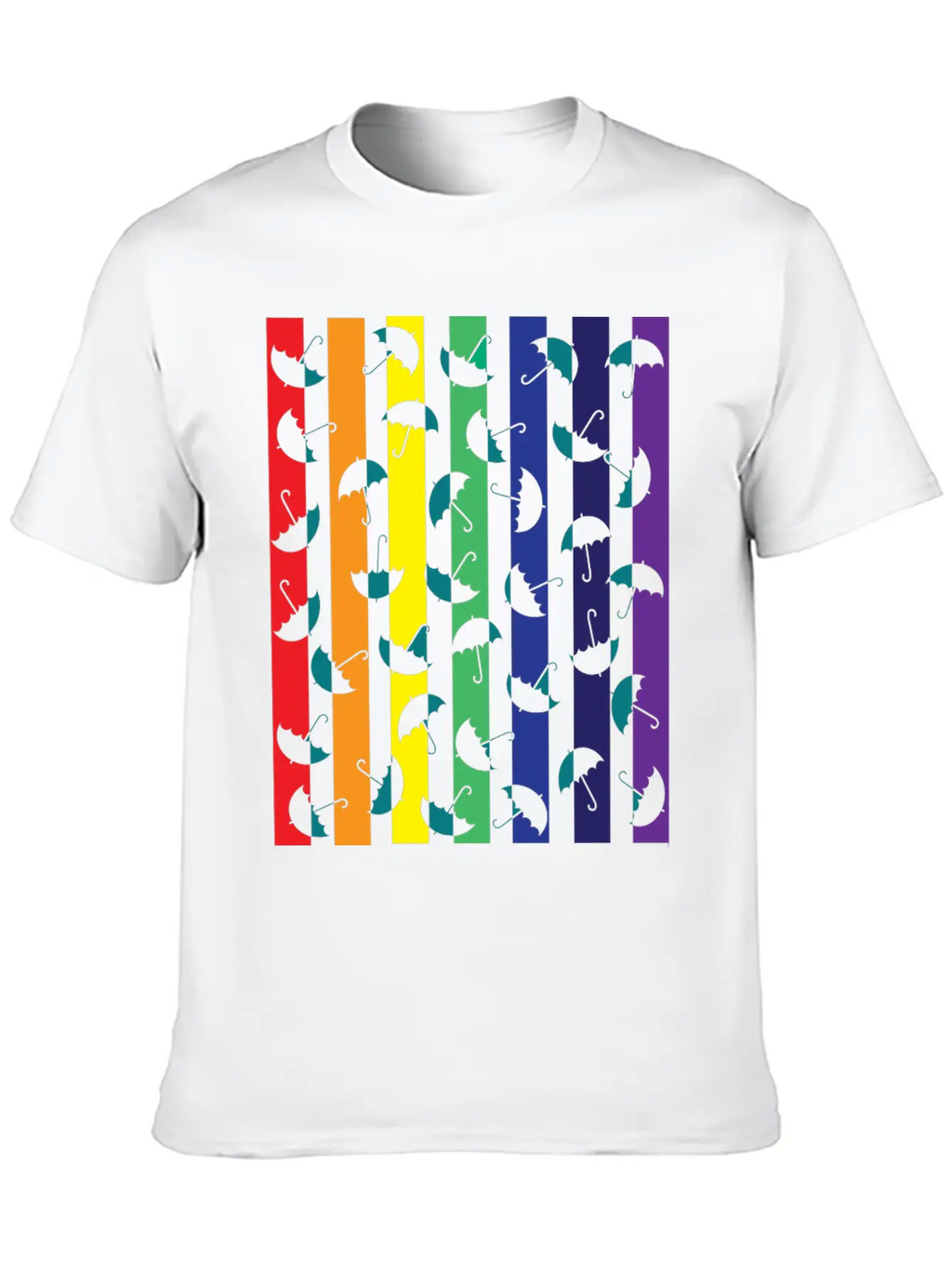 Rainbows Umbrella Essential Cotton Tee For Daily Outfits – Unisex Style
