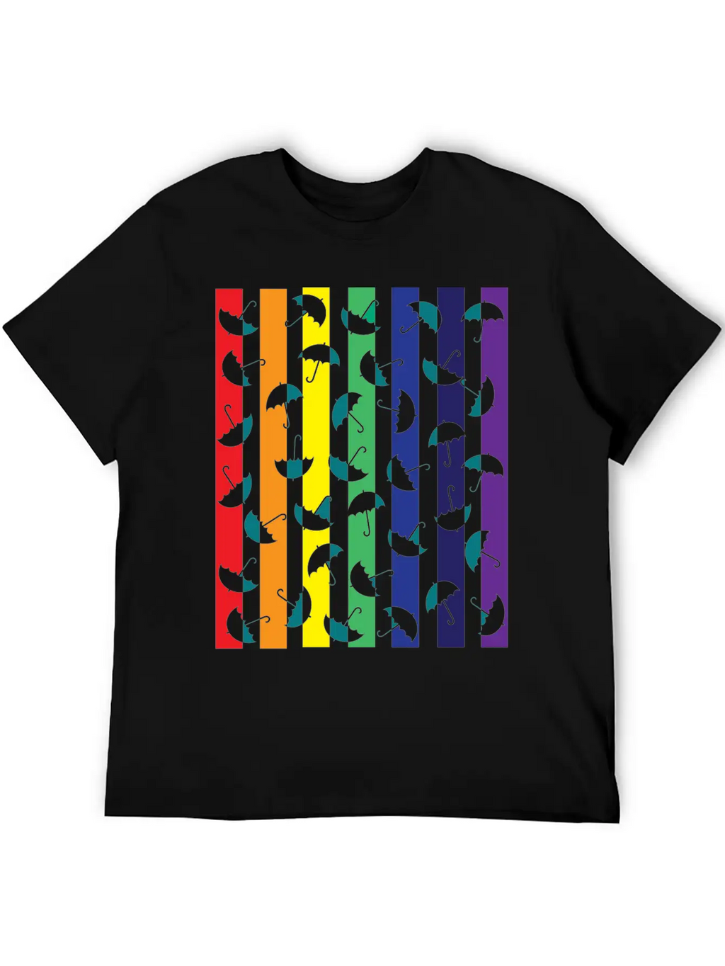 Rainbows Umbrella Essential Cotton Tee For Daily Outfits – Unisex Style
