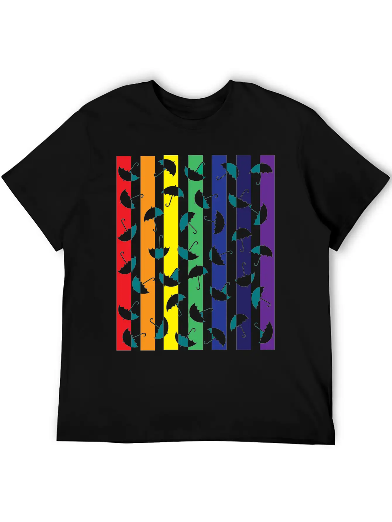 Rainbows Umbrella Essential Cotton Tee For Daily Outfits – Unisex Style