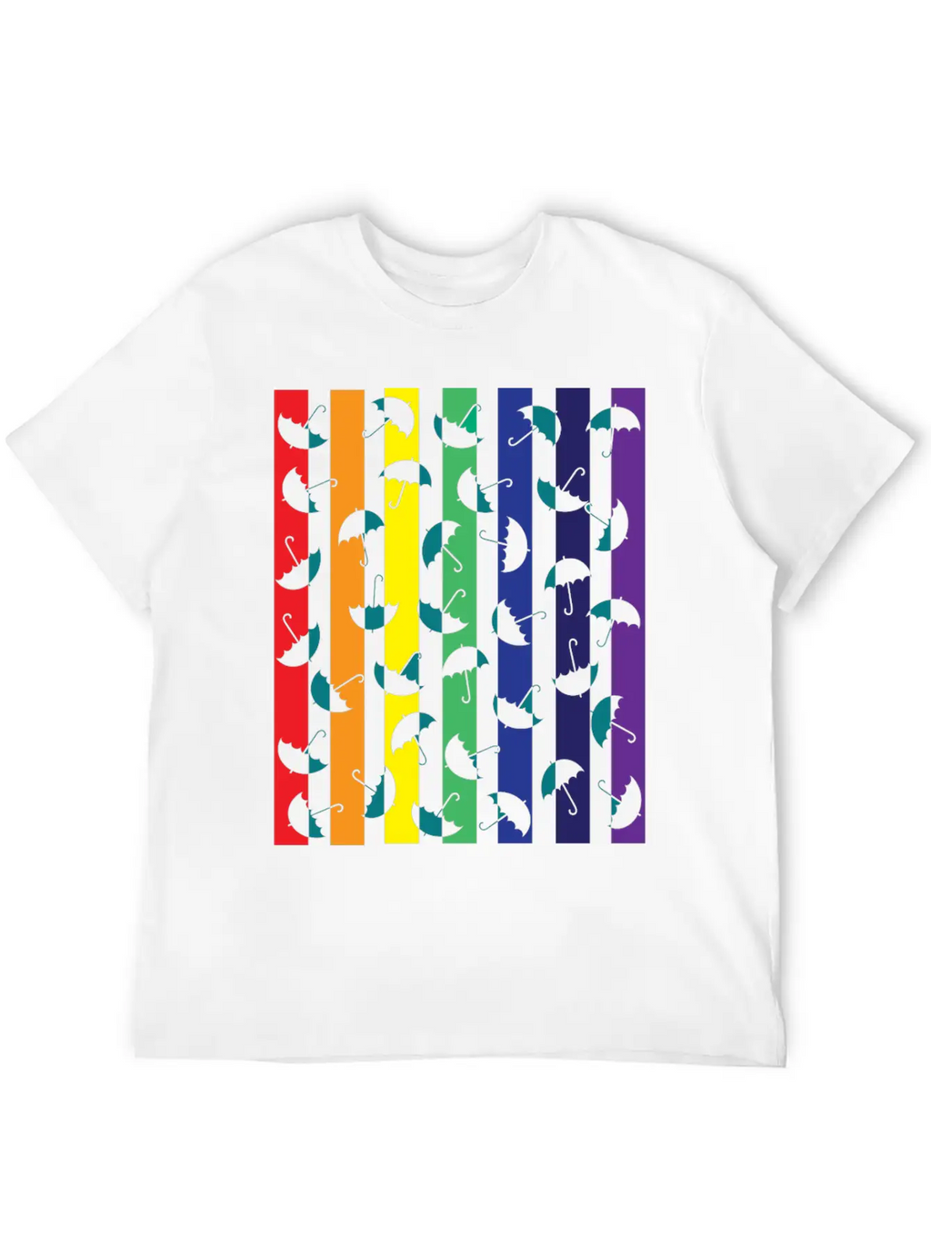 Rainbows Umbrella Essential Cotton Tee For Daily Outfits – Unisex Style