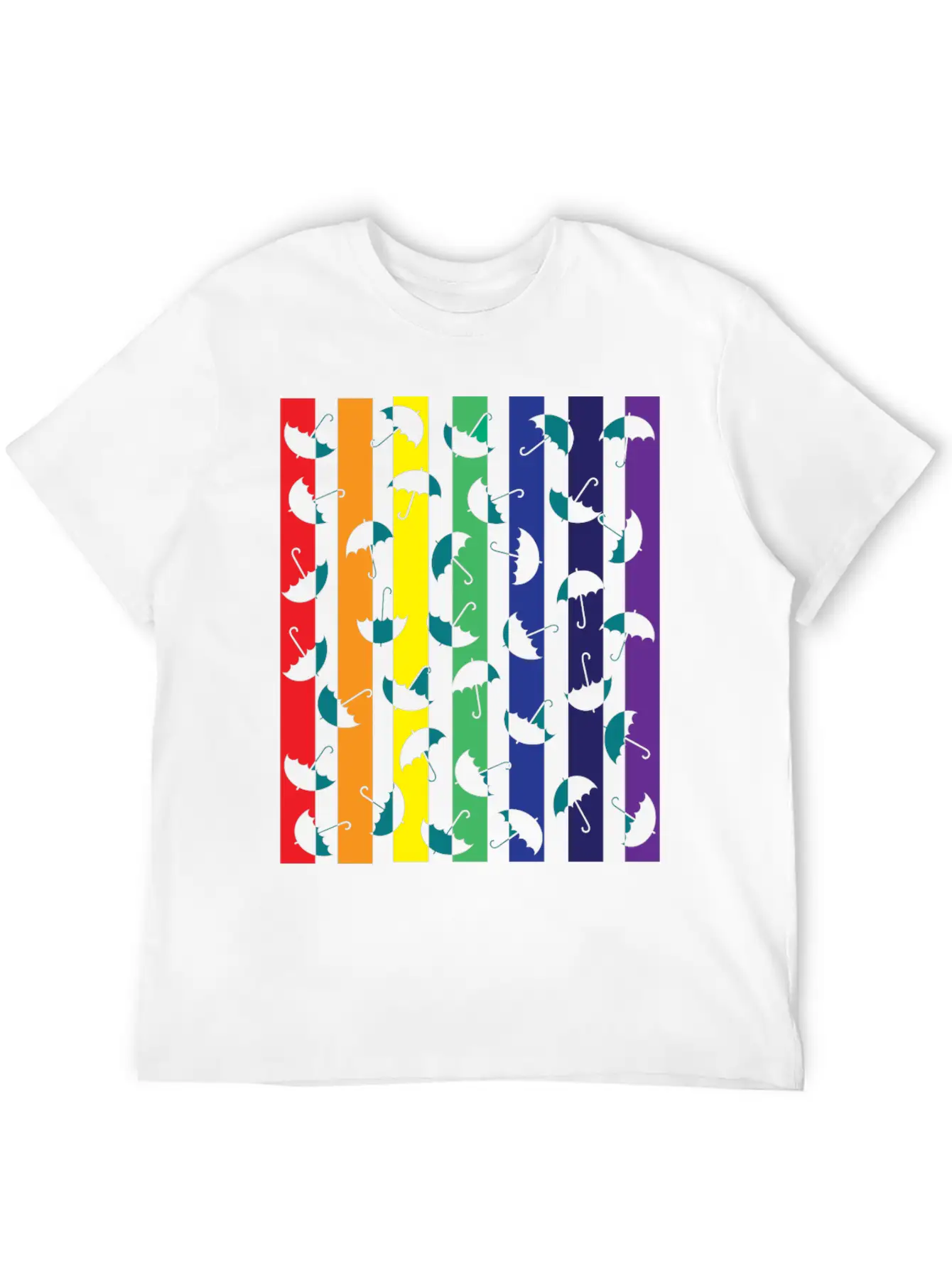 Rainbows Umbrella Essential Cotton Tee For Daily Outfits – Unisex Style
