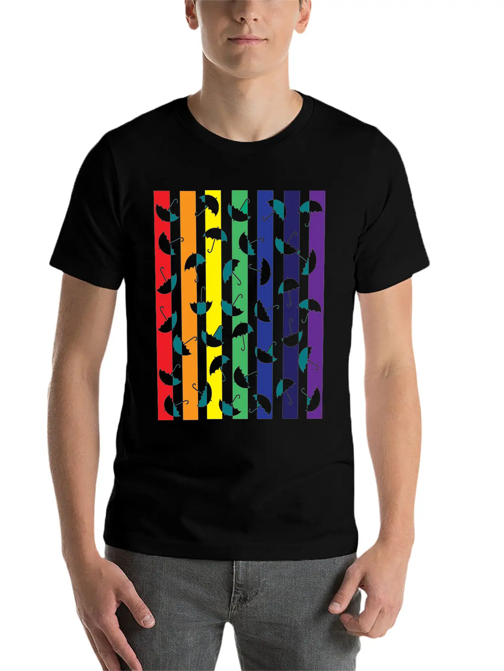 Rainbows Umbrella Essential Cotton Tee For Daily Outfits – Unisex Style