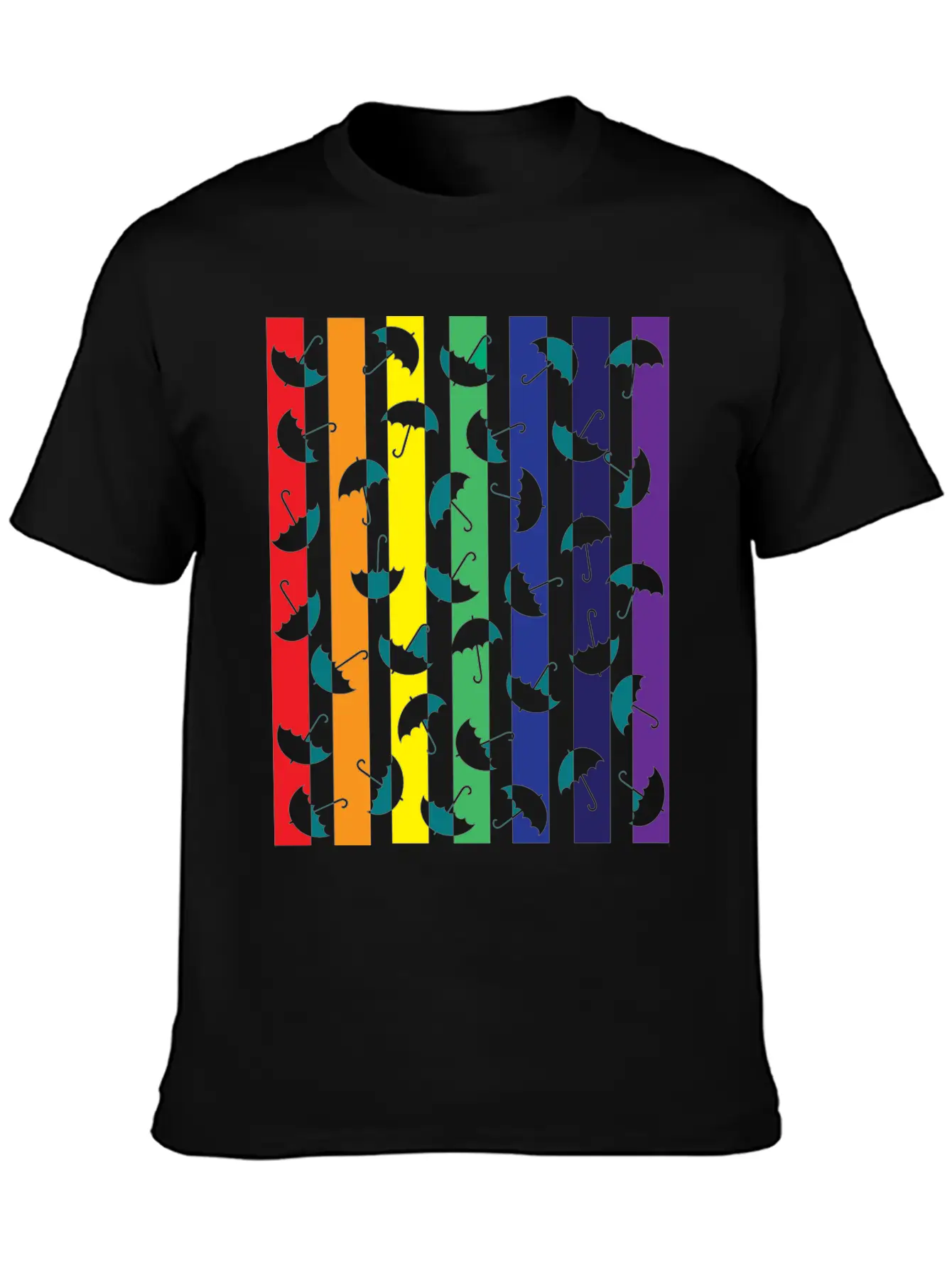Rainbows Umbrella Essential Cotton Tee For Daily Outfits – Unisex Style