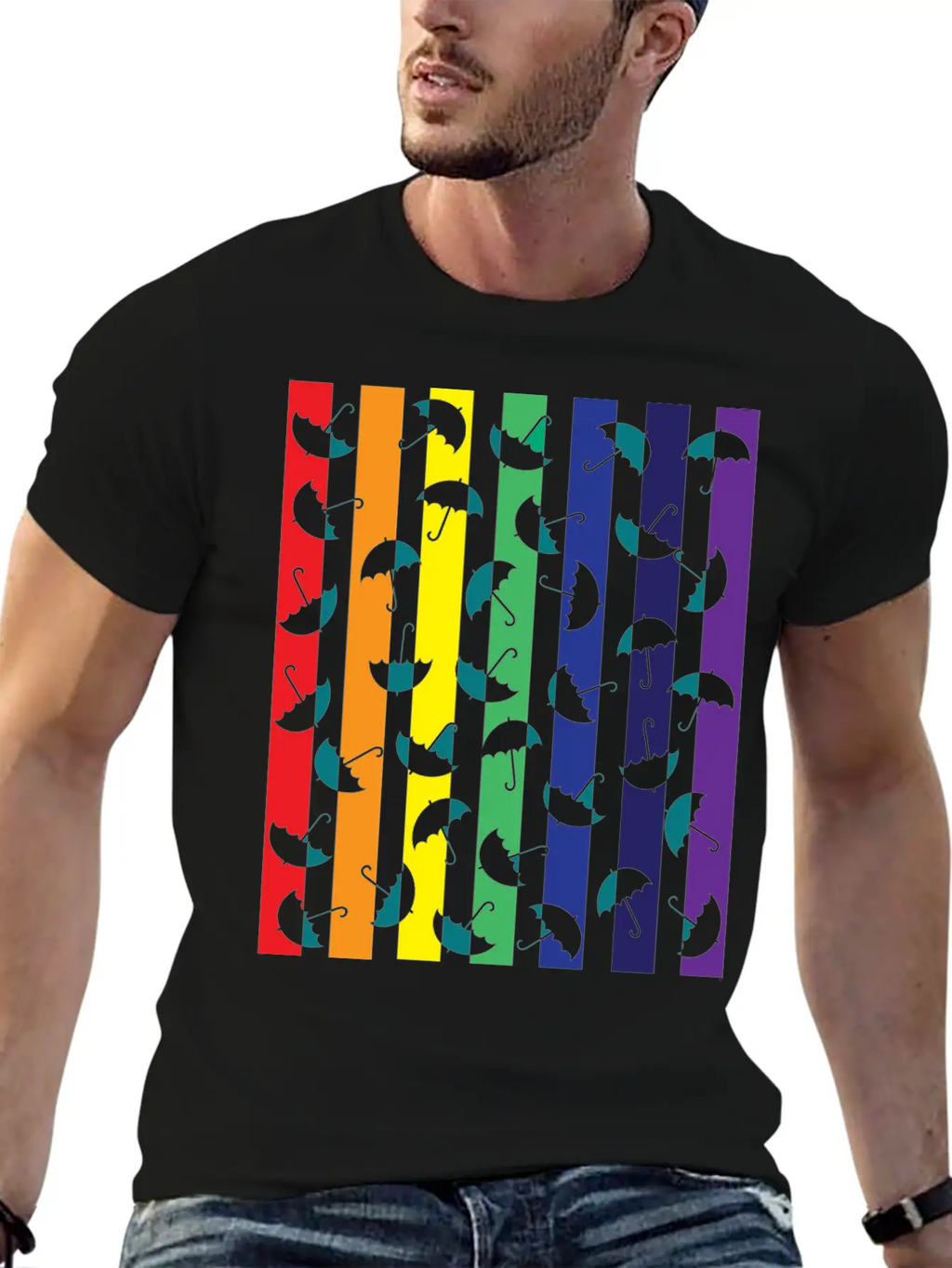 Rainbows Umbrella Essential Cotton Tee For Daily Outfits – Unisex Style