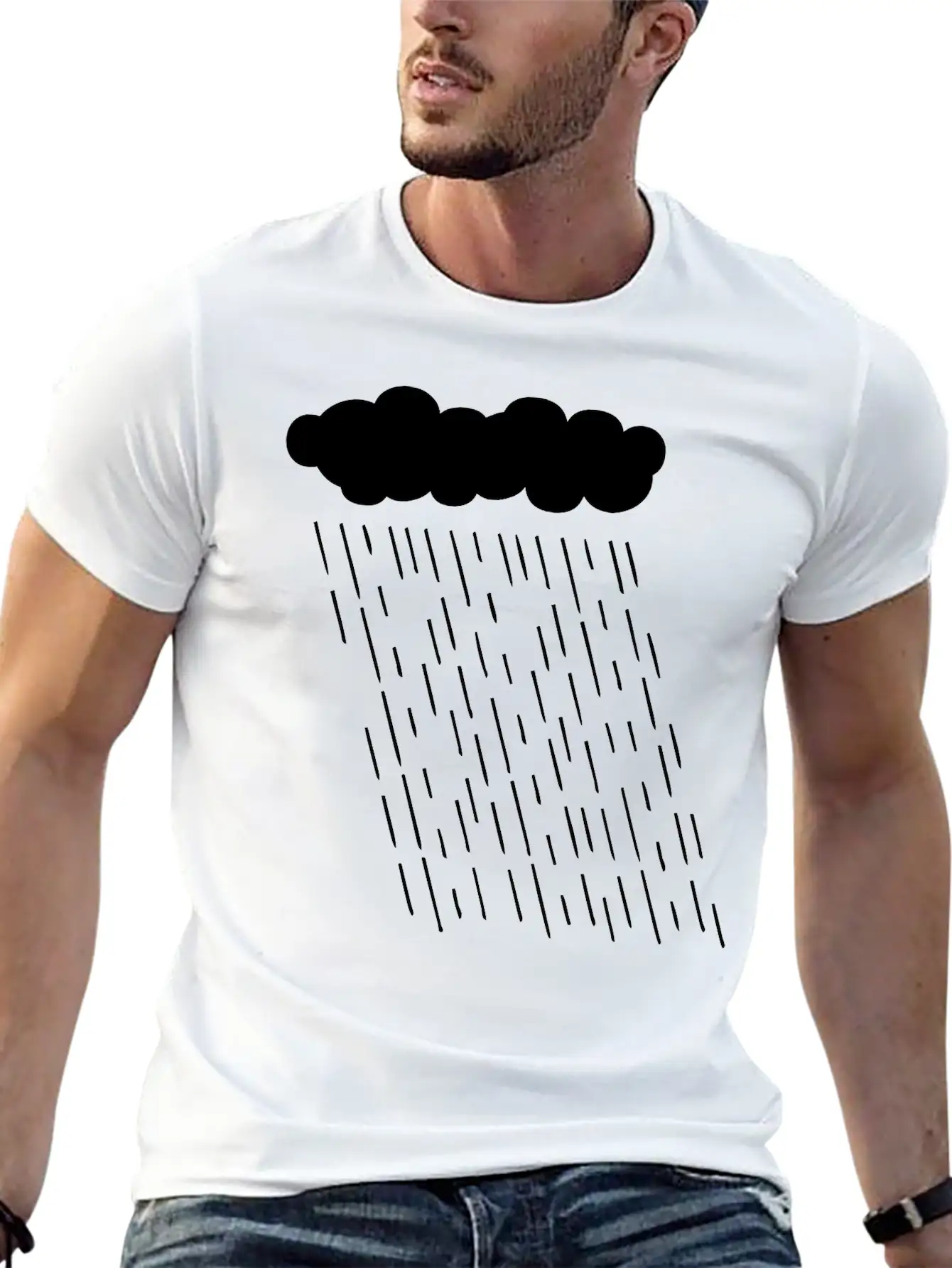 Rainy Storm Cloud Classic Fit Graphic Tee For Daily Comfort – Unisex Cotton Shirt