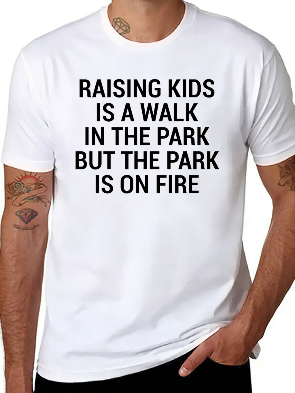 Raising Kids Funny Parents Park Fire Quote T-Shirt Breathable Soft Cotton T-Shirt – Timeless Casual Look