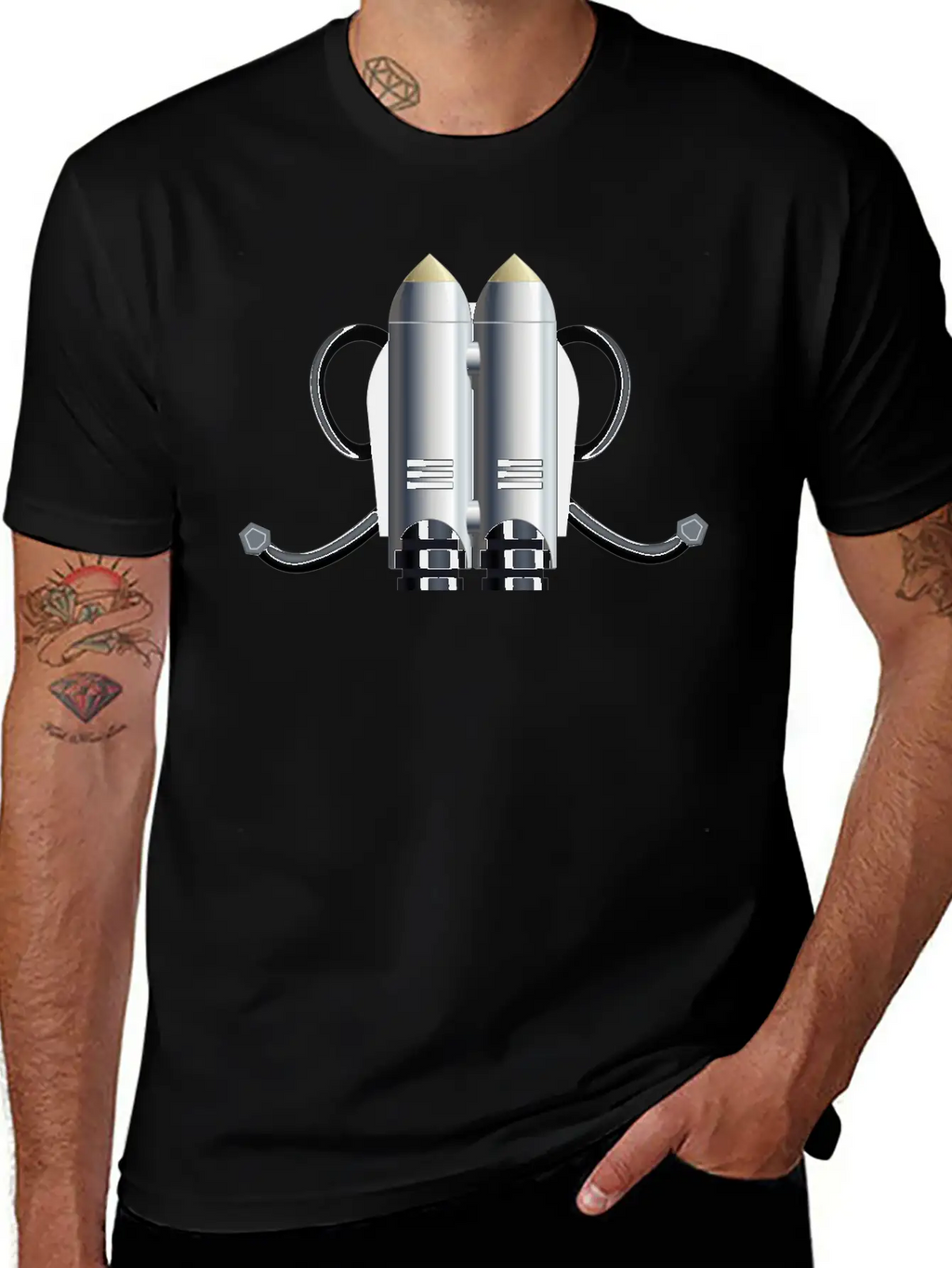Rakete Rocket Space Shuttle Ufo Raumschiff Mond Mo Unisex Short Sleeve Soft Cotton T-Shirt – Casual Everyday Wear