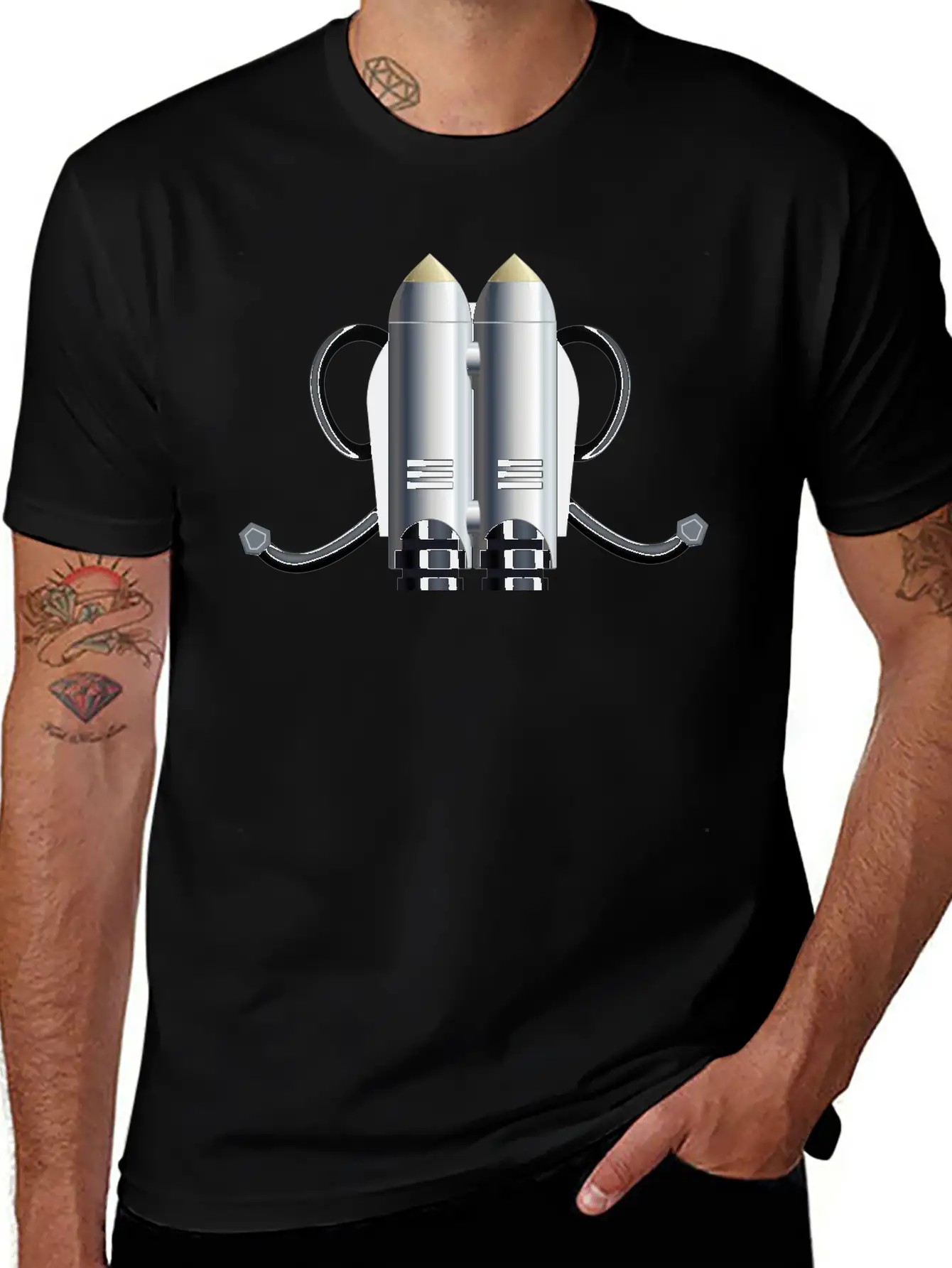 Rakete Rocket Space Shuttle Ufo Raumschiff Mond Mo Unisex Short Sleeve Soft Cotton T-Shirt – Casual Everyday Wear