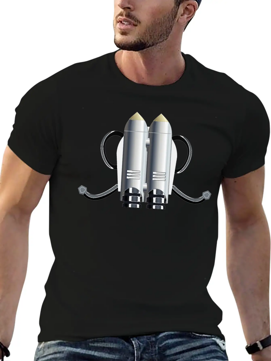 Rakete Rocket Space Shuttle Ufo Raumschiff Mond Mo Unisex Short Sleeve Soft Cotton T-Shirt – Casual Everyday Wear