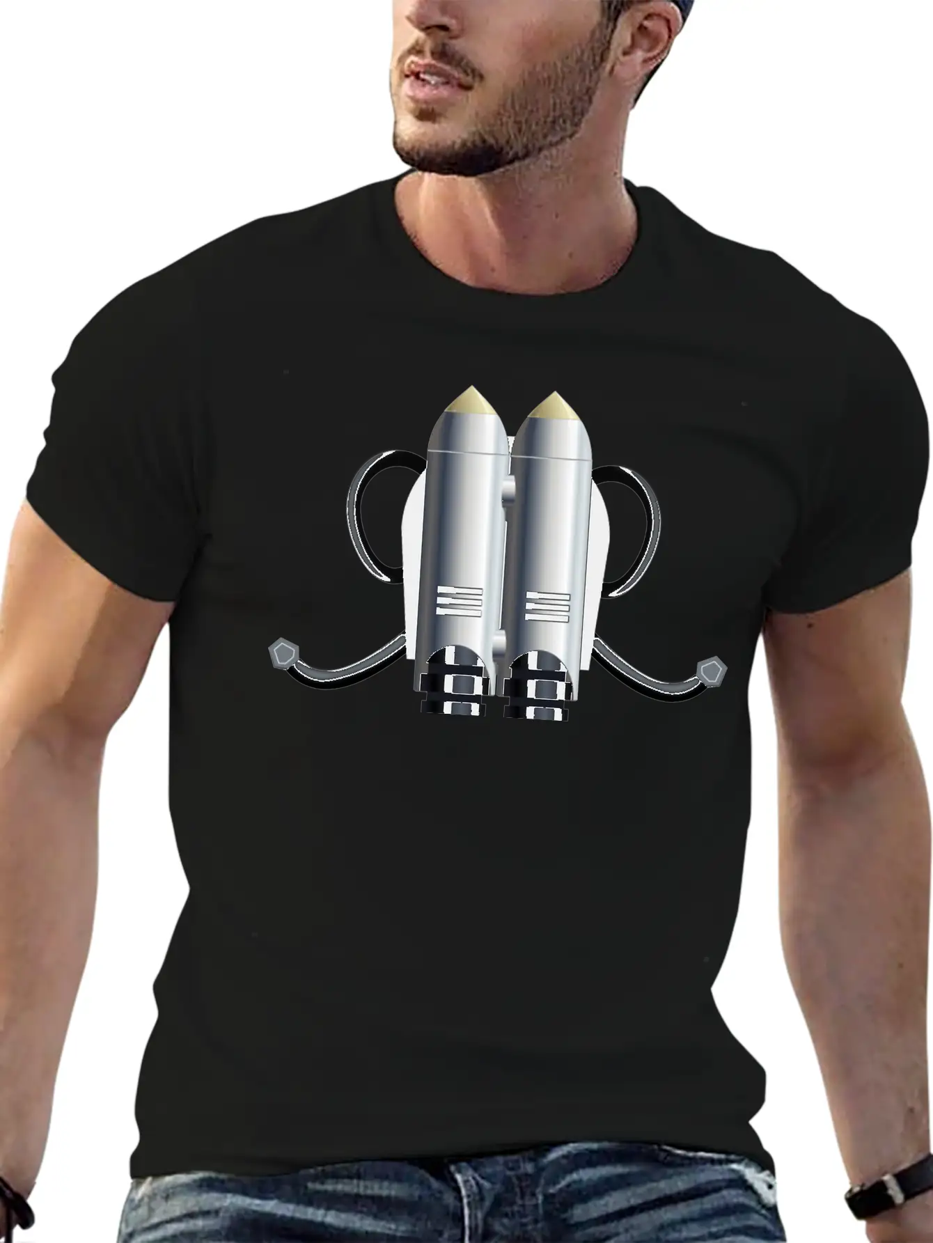 Rakete Rocket Space Shuttle Ufo Raumschiff Mond Mo Unisex Short Sleeve Soft Cotton T-Shirt – Casual Everyday Wear