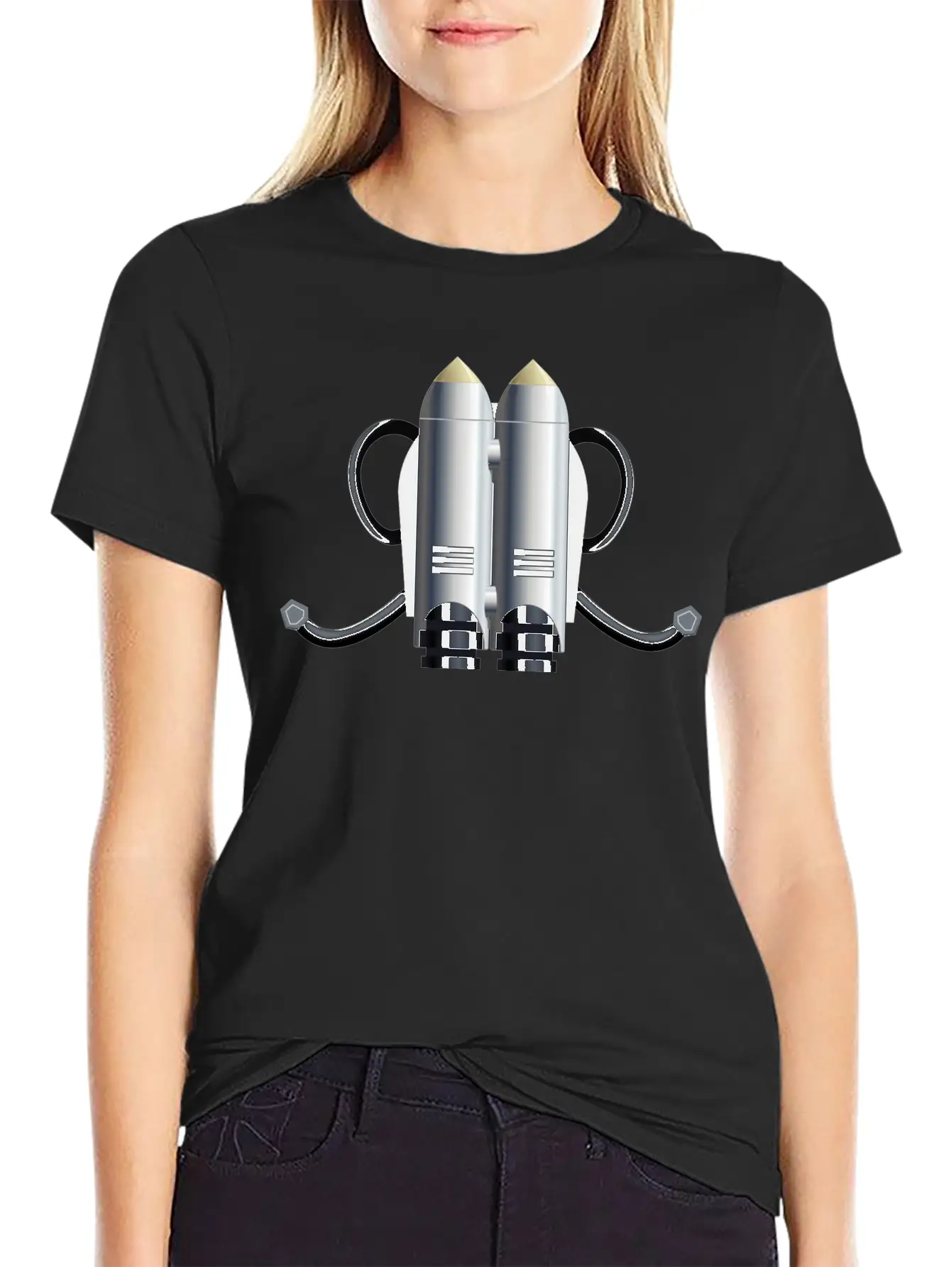 Rakete Rocket Space Shuttle Ufo Raumschiff Mond Mo Unisex Short Sleeve Soft Cotton T-Shirt – Casual Everyday Wear