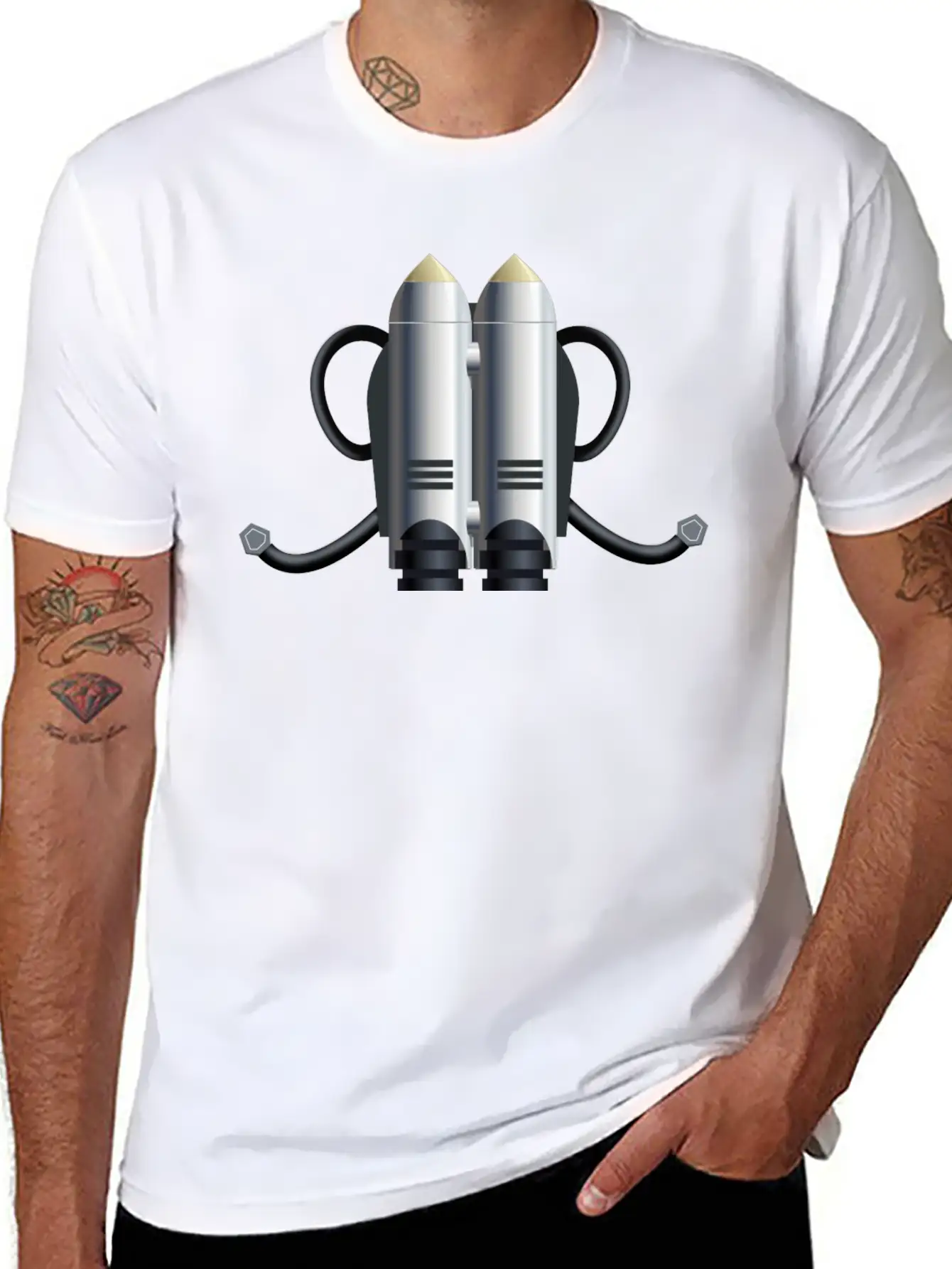 Rakete Rocket Space Shuttle Ufo Raumschiff Mond Mo Unisex Short Sleeve Soft Cotton T-Shirt – Casual Everyday Wear