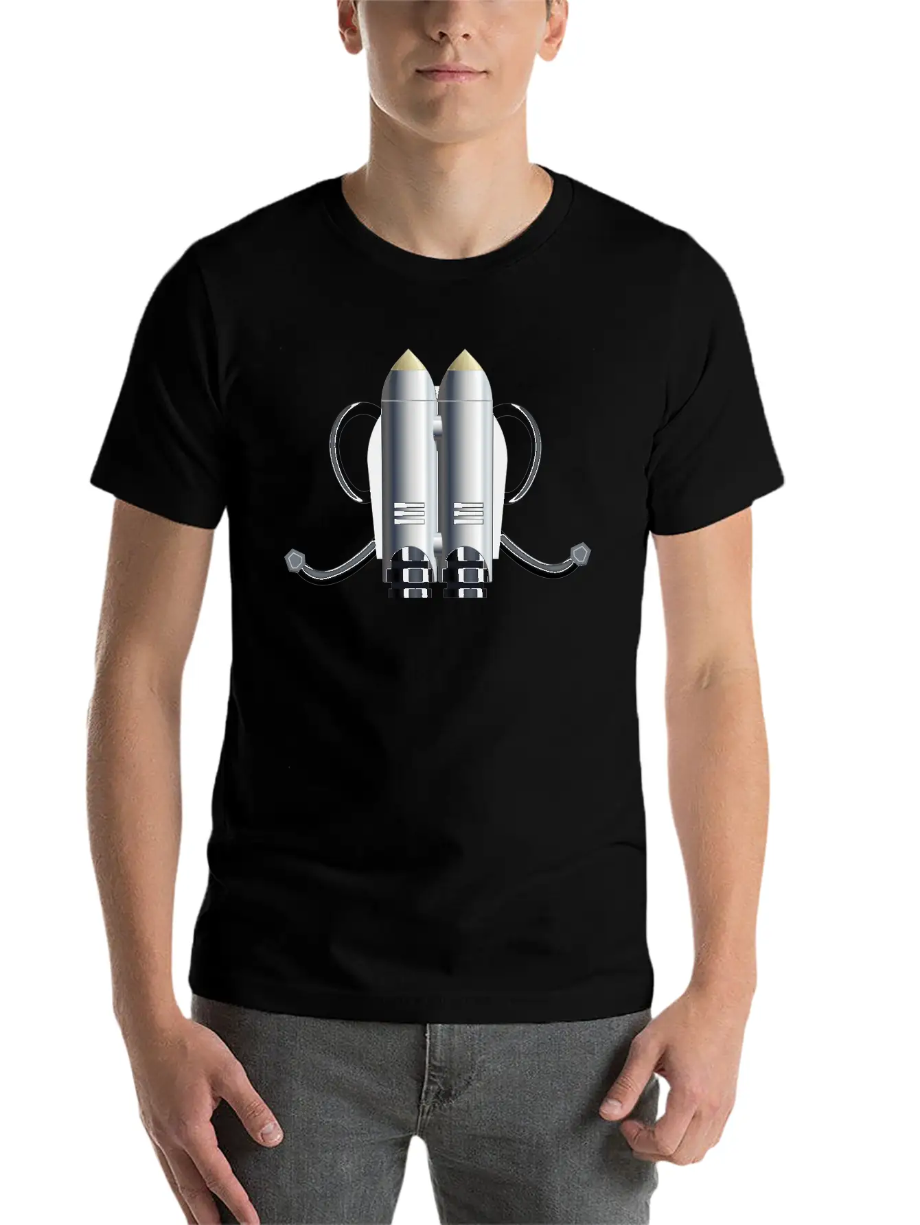 Rakete Rocket Space Shuttle Ufo Raumschiff Mond Mo Unisex Short Sleeve Soft Cotton T-Shirt – Casual Everyday Wear