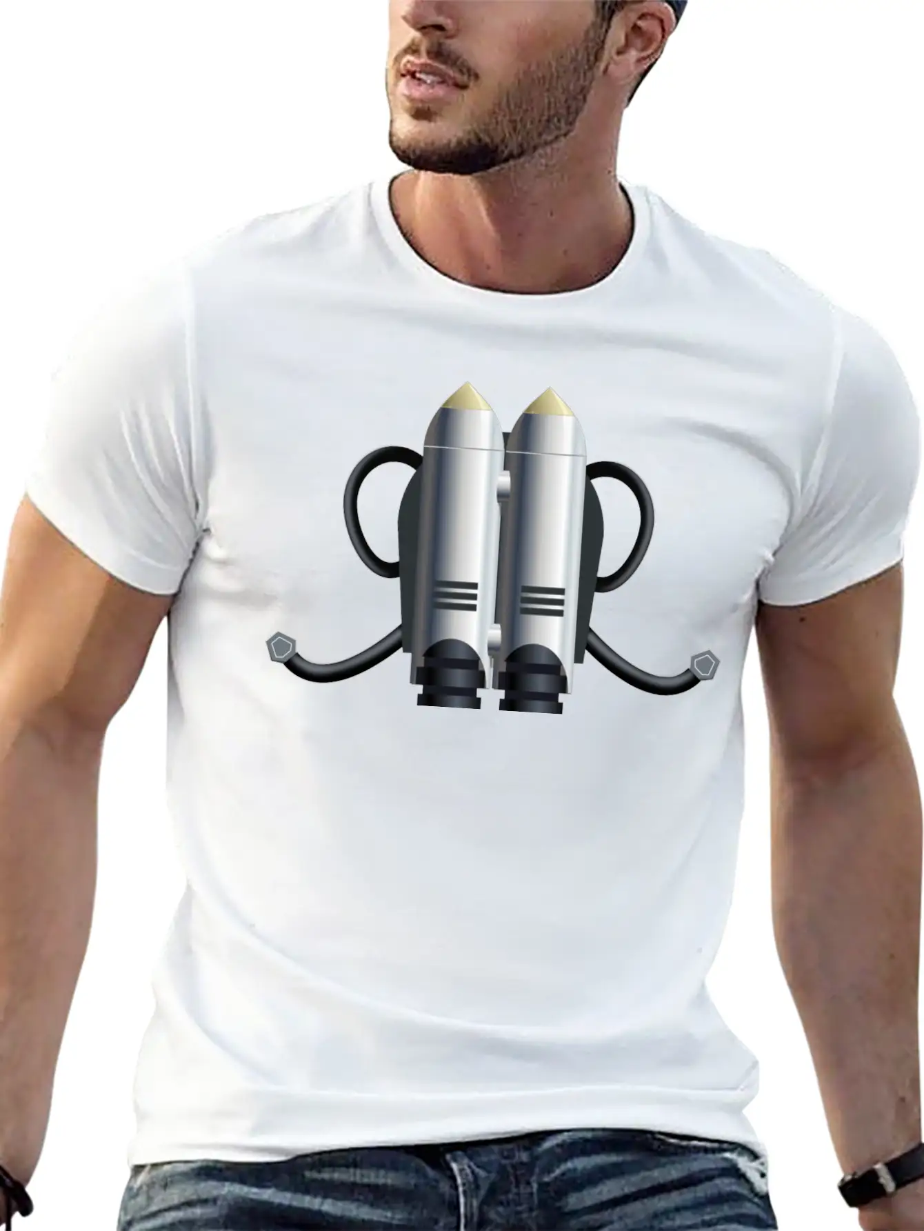 Rakete Rocket Space Shuttle Ufo Raumschiff Mond Mo Unisex Short Sleeve Soft Cotton T-Shirt – Casual Everyday Wear