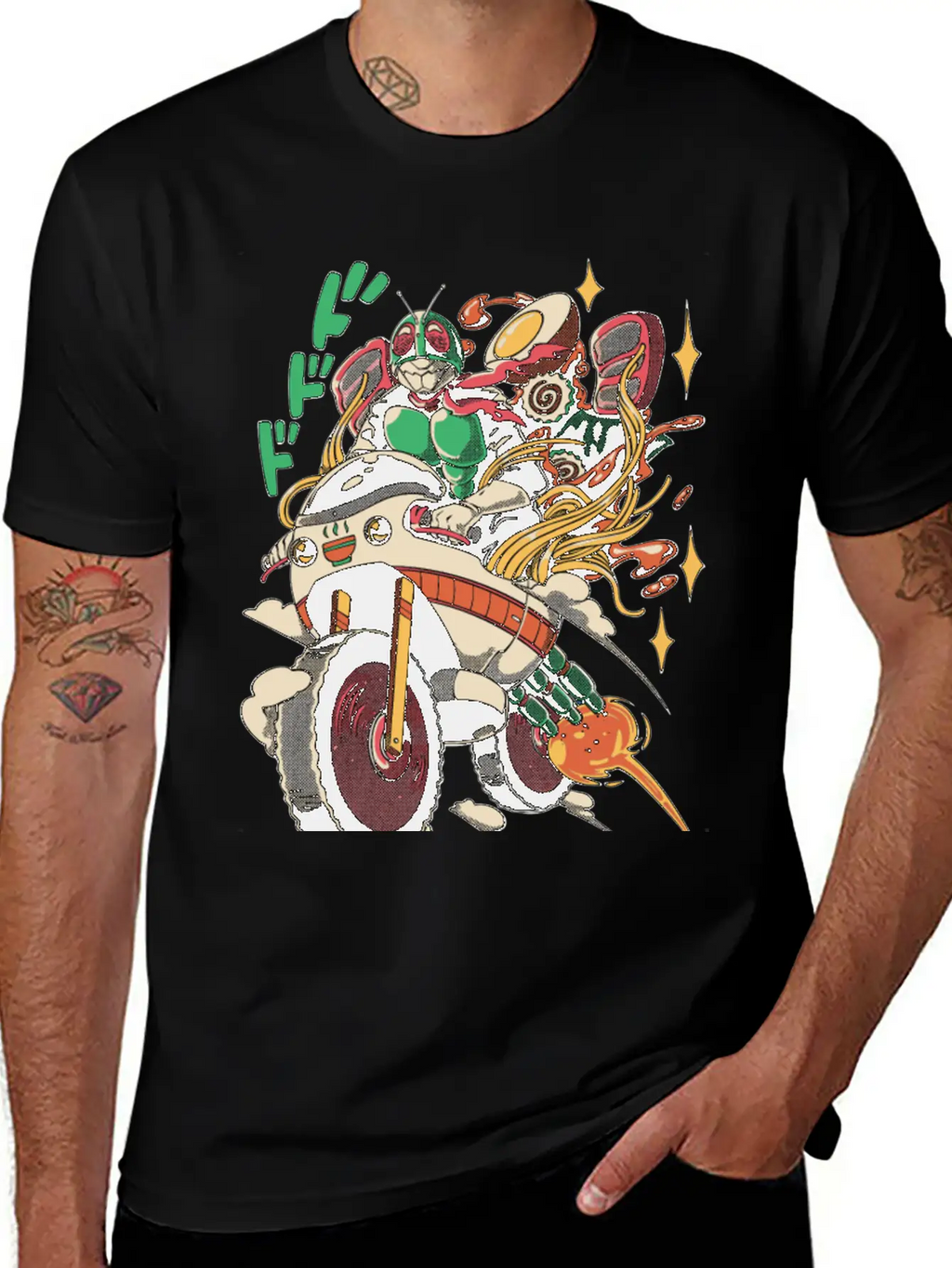 Ramen Rider Noodles Funny Japan Style Food Essential Cotton Tee For Daily Outfits – Unisex Style