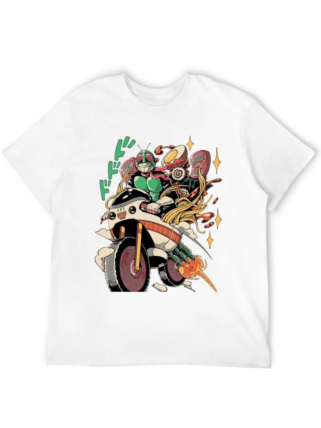Ramen Rider Noodles Funny Japan Style Food Essential Cotton Tee For Daily Outfits – Unisex Style