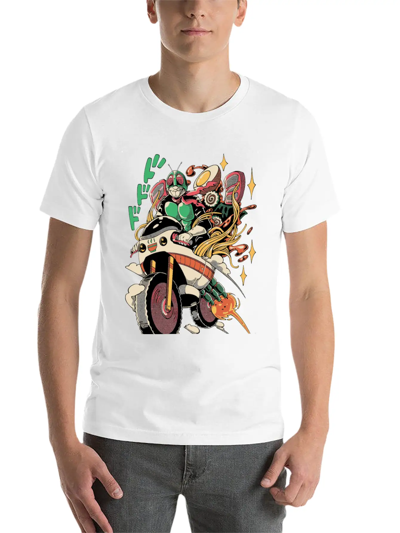 Ramen Rider Noodles Funny Japan Style Food Essential Cotton Tee For Daily Outfits – Unisex Style