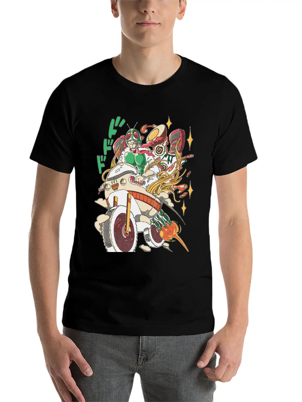 Ramen Rider Noodles Funny Japan Style Food Essential Cotton Tee For Daily Outfits – Unisex Style