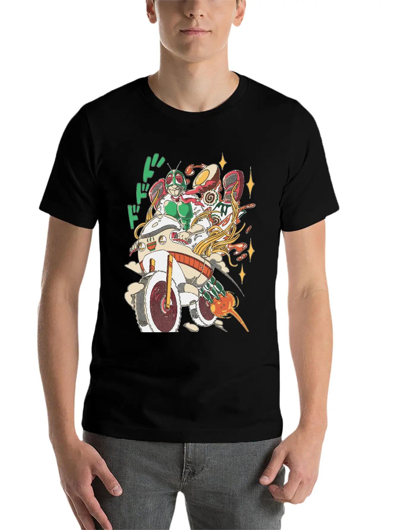 Ramen Rider Noodles Funny Japan Style Food Essential Cotton Tee For Daily Outfits – Unisex Style