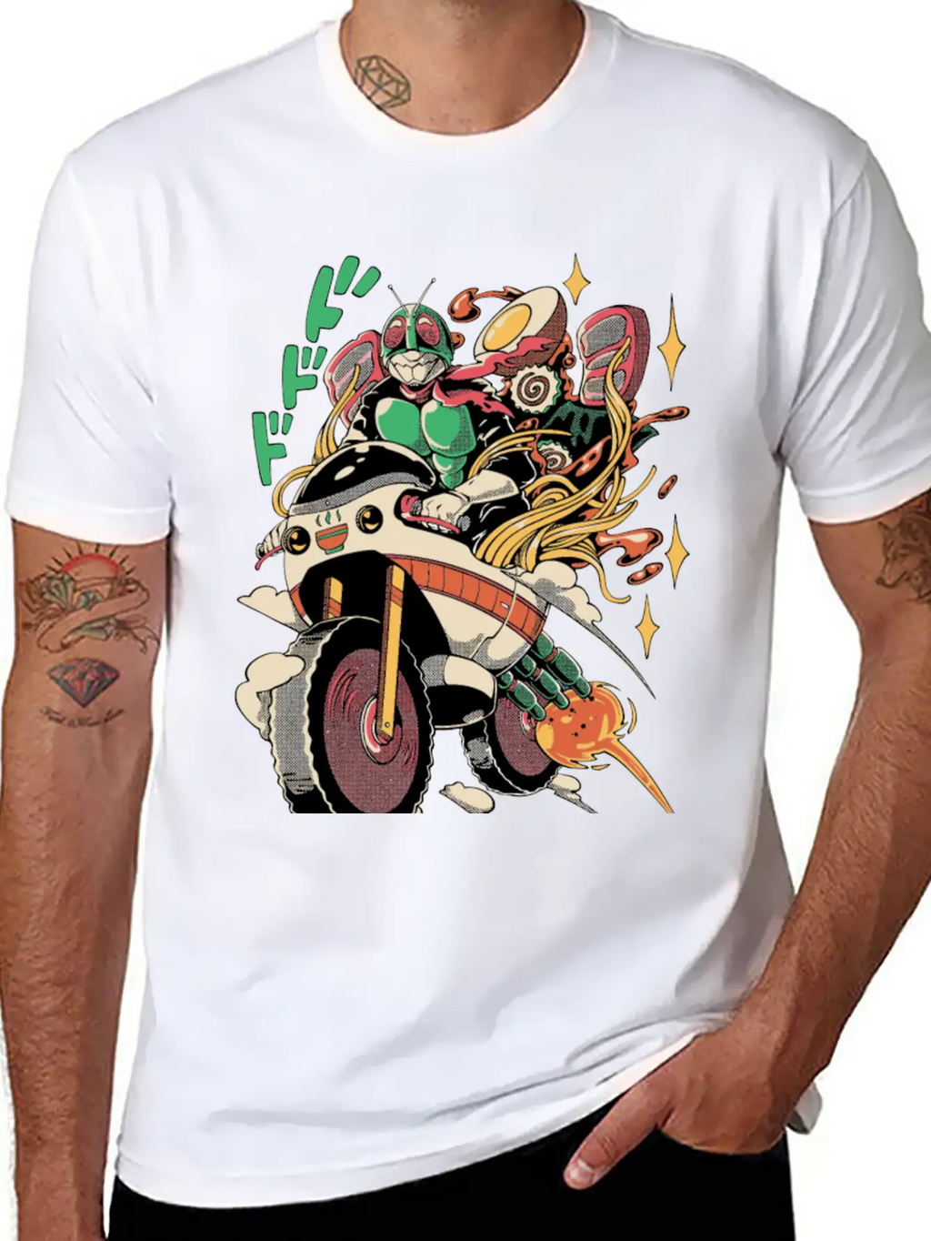 Ramen Rider Noodles Funny Japan Style Food Essential Cotton Tee For Daily Outfits – Unisex Style