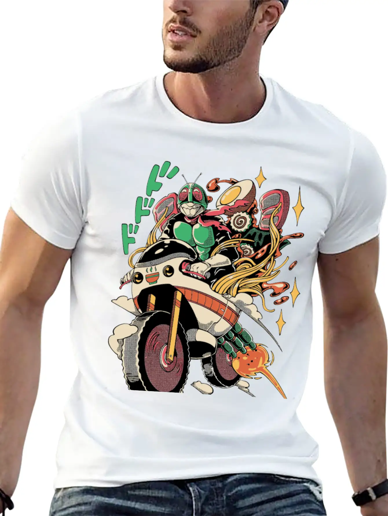 Ramen Rider Noodles Funny Japan Style Food Essential Cotton Tee For Daily Outfits – Unisex Style