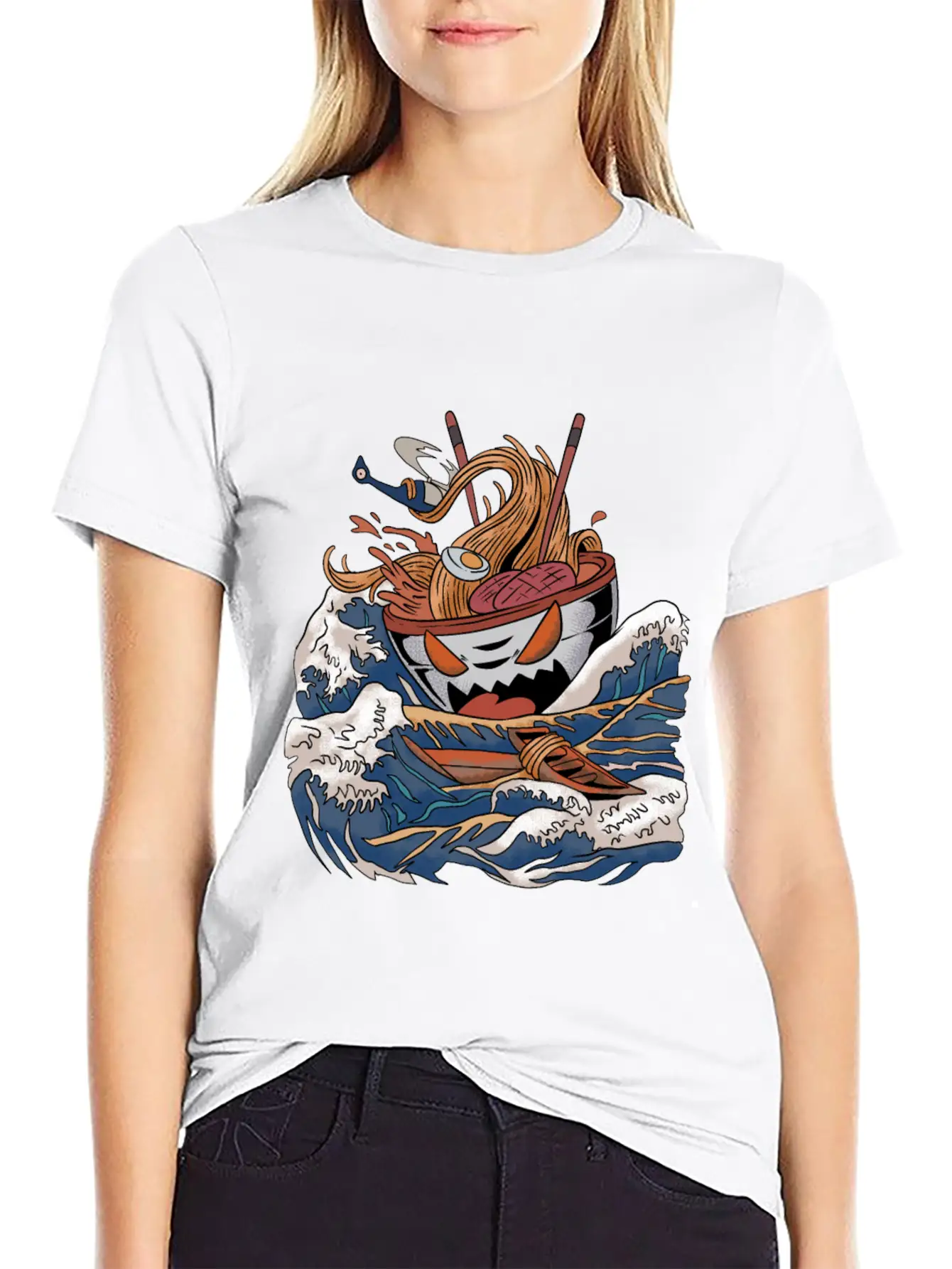 Ramen Tsunami Japanese Noodle Soup Asian Food Gift Casual Graphic T-Shirt – Simple And Comfortable Daily Wear