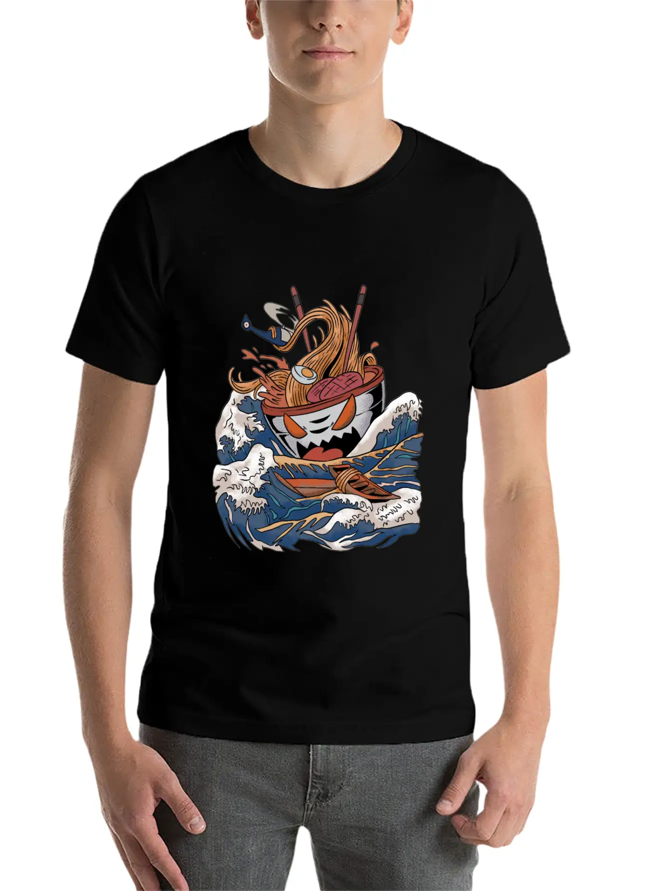 Ramen Tsunami Japanese Noodle Soup Asian Food Gift Casual Graphic T-Shirt – Simple And Comfortable Daily Wear
