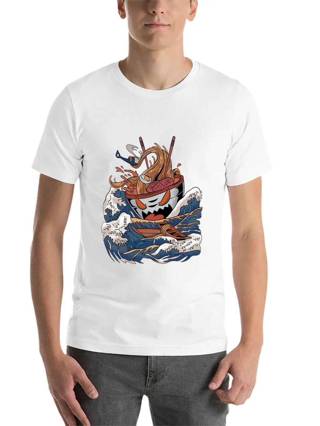 Ramen Tsunami Japanese Noodle Soup Asian Food Gift Casual Graphic T-Shirt – Simple And Comfortable Daily Wear