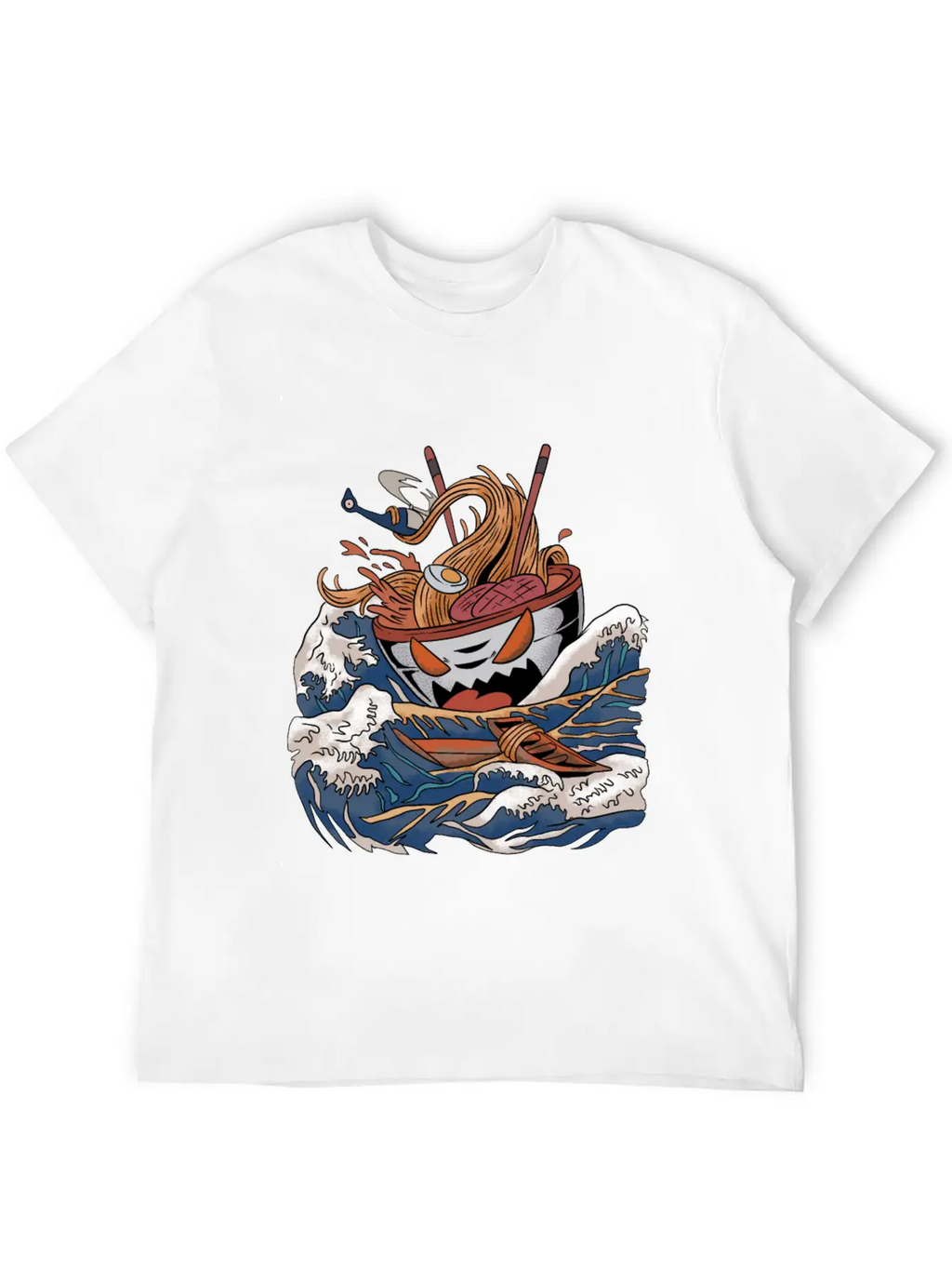 Ramen Tsunami Japanese Noodle Soup Asian Food Gift Casual Graphic T-Shirt – Simple And Comfortable Daily Wear