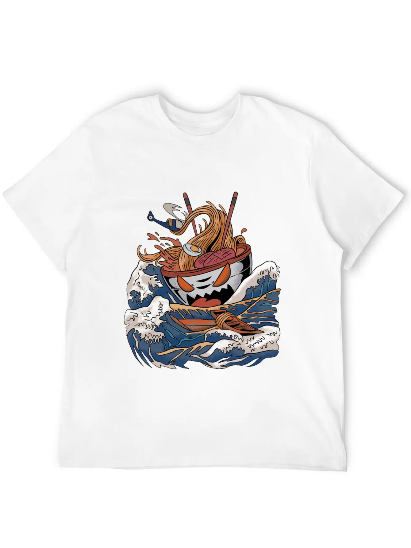 Ramen Tsunami Japanese Noodle Soup Asian Food Gift Casual Graphic T-Shirt – Simple And Comfortable Daily Wear