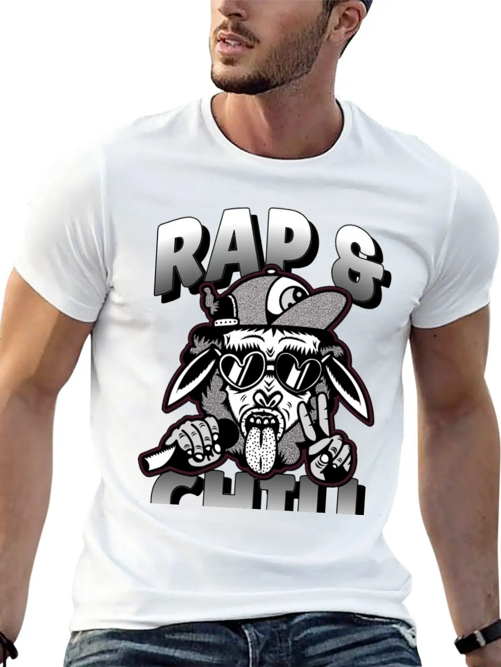 Rap And Chill - Cool Rap Cow Unisex Short Sleeve Soft Cotton T-Shirt – Casual Everyday Wear