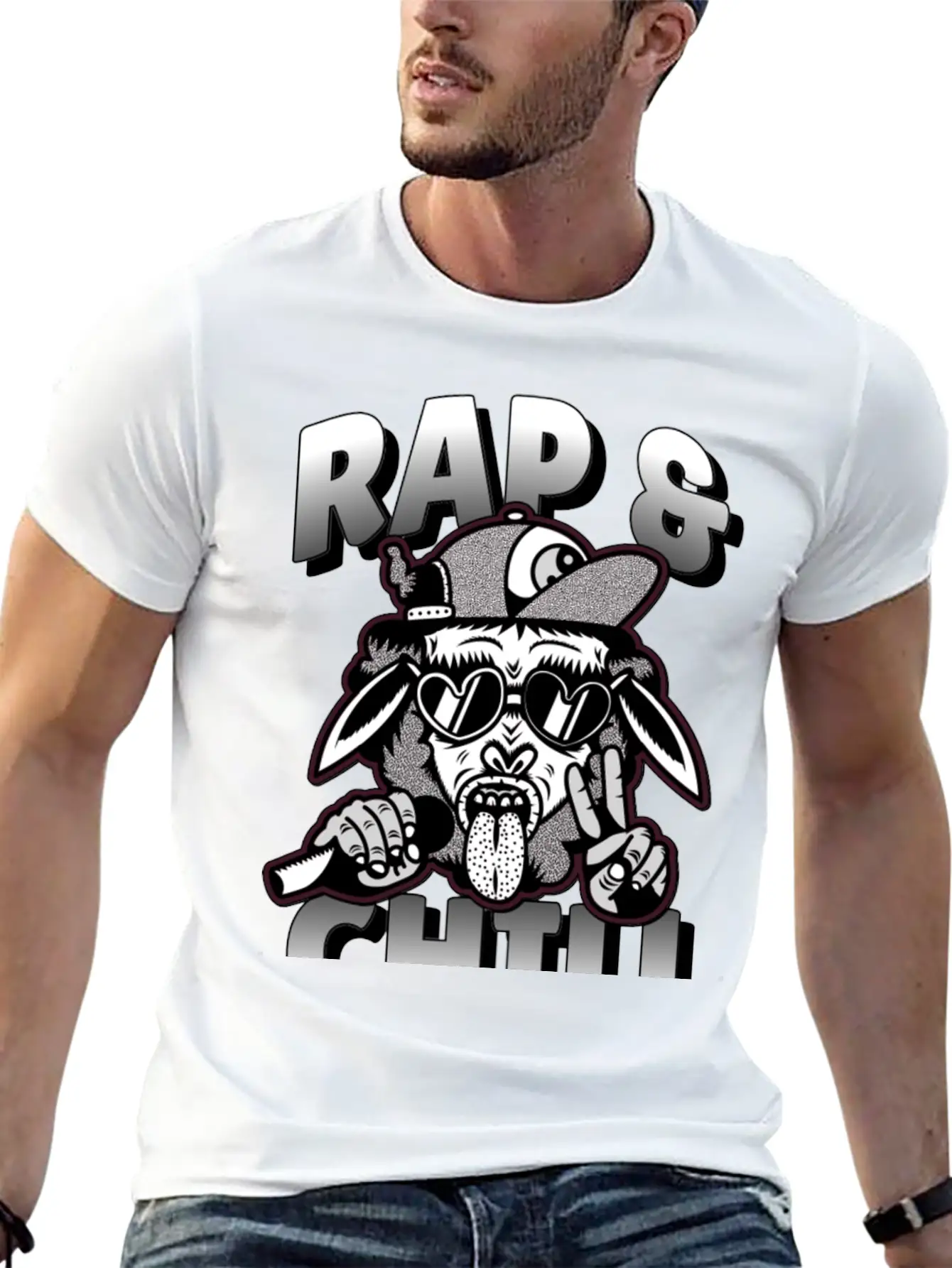Rap And Chill - Cool Rap Cow Unisex Short Sleeve Soft Cotton T-Shirt – Casual Everyday Wear