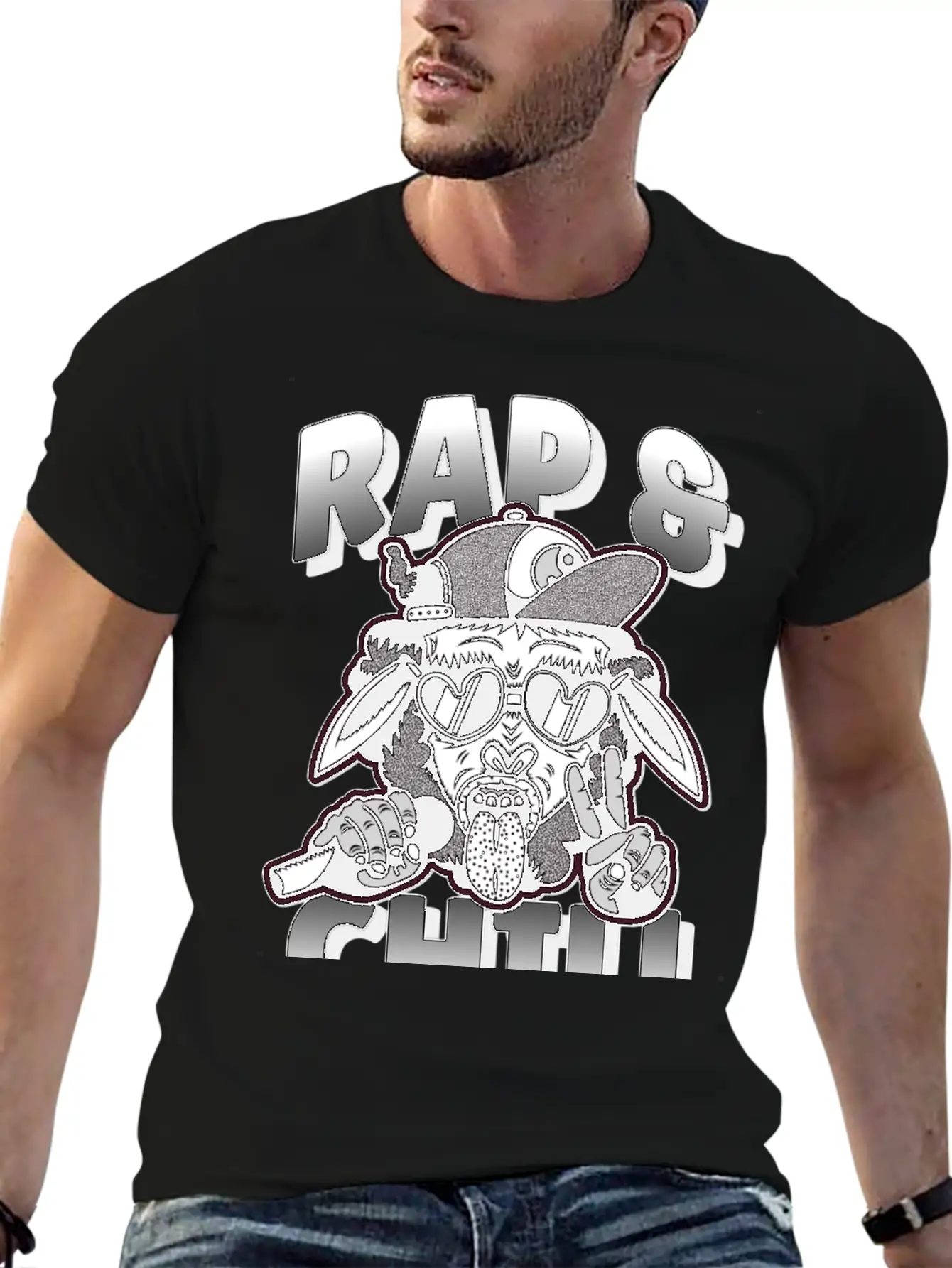 Rap And Chill - Cool Rap Cow Unisex Short Sleeve Soft Cotton T-Shirt – Casual Everyday Wear
