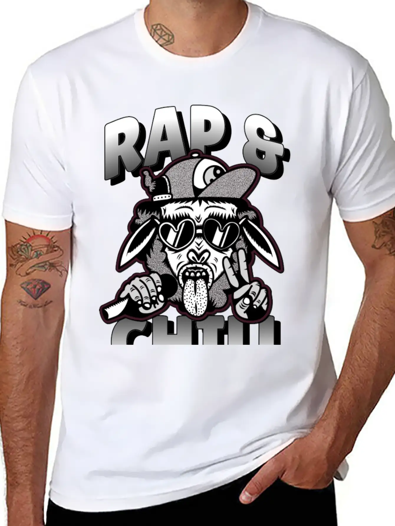 Rap And Chill - Cool Rap Cow Unisex Short Sleeve Soft Cotton T-Shirt – Casual Everyday Wear