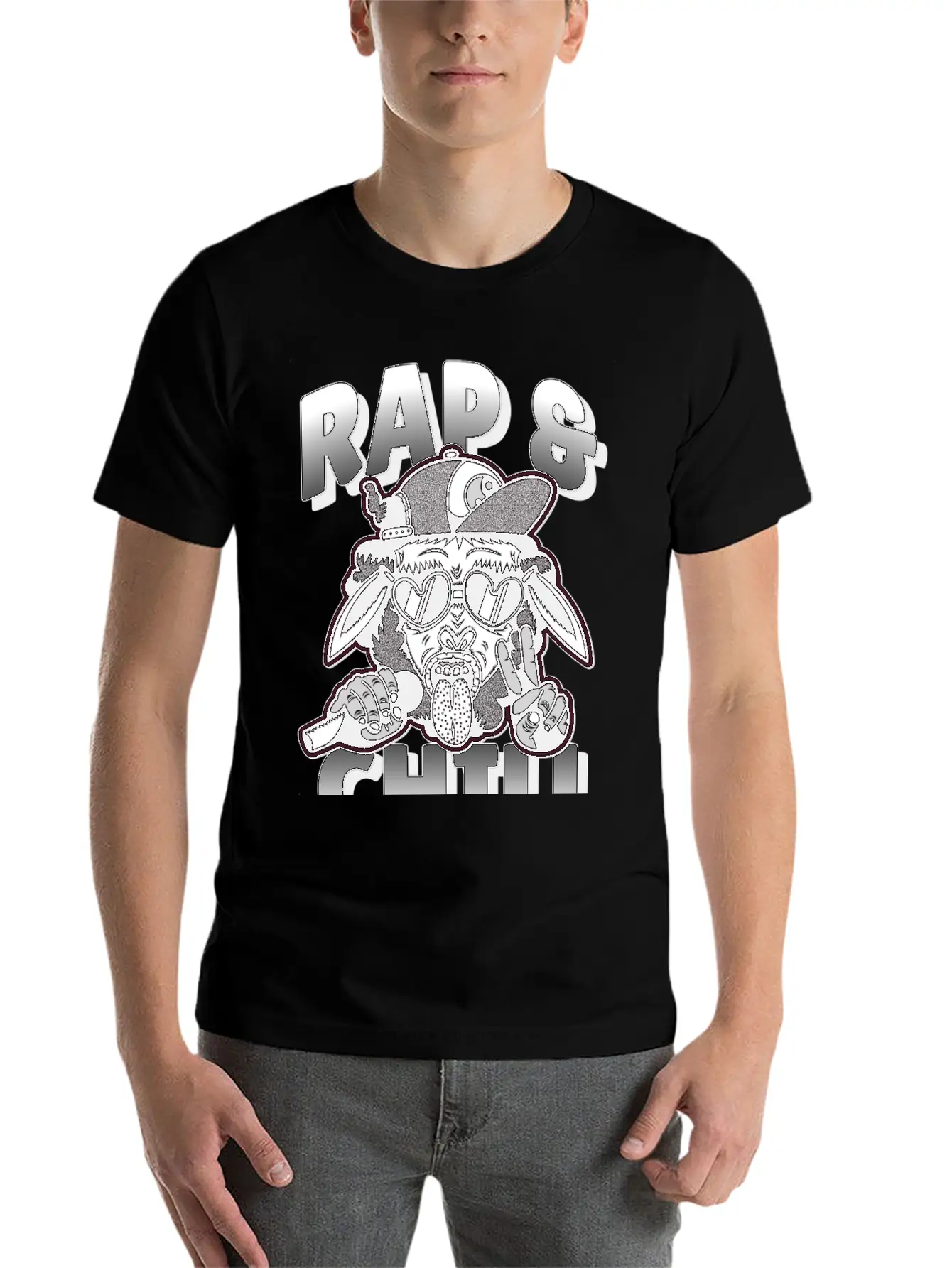 Rap And Chill - Cool Rap Cow Unisex Short Sleeve Soft Cotton T-Shirt – Casual Everyday Wear