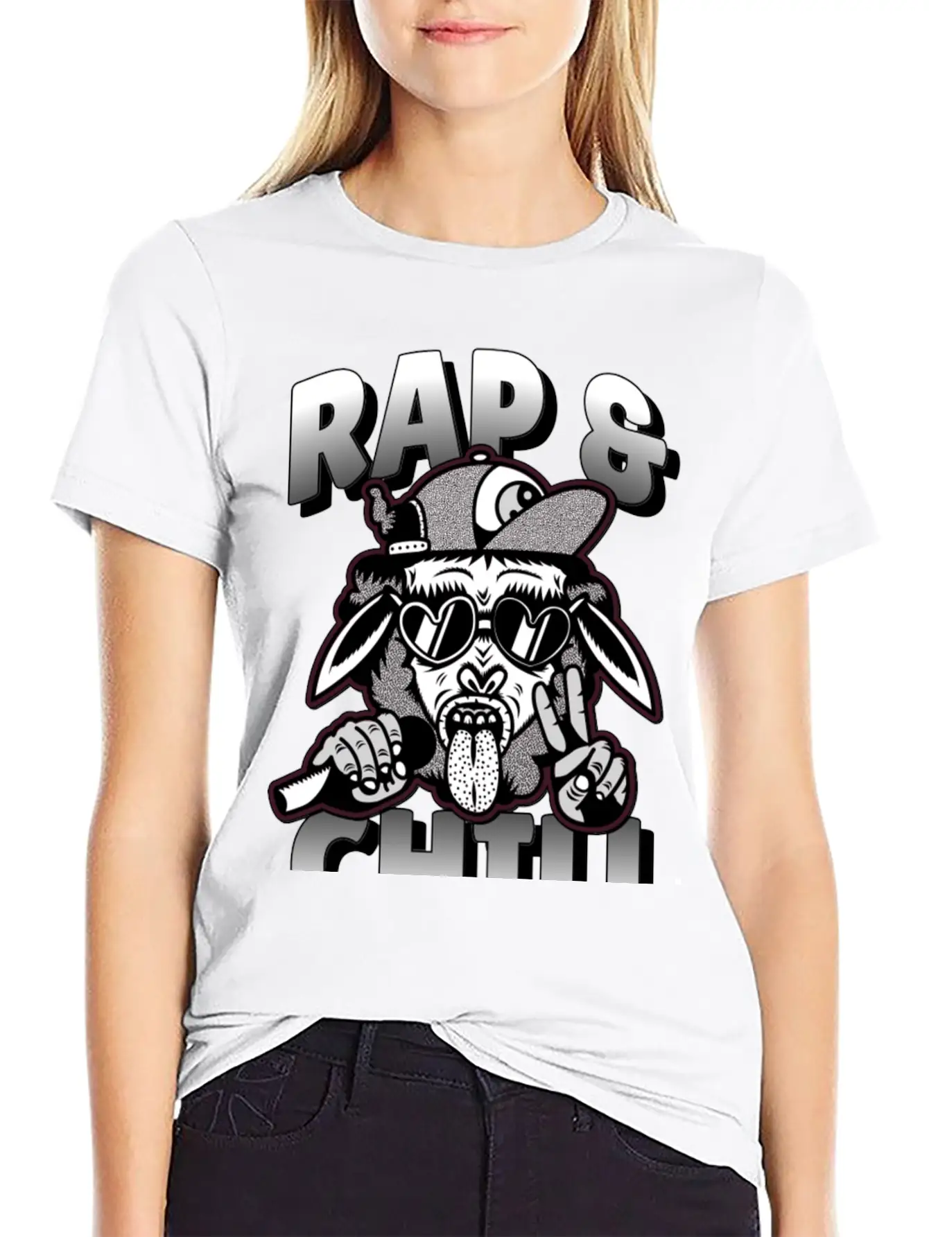 Rap And Chill - Cool Rap Cow Unisex Short Sleeve Soft Cotton T-Shirt – Casual Everyday Wear