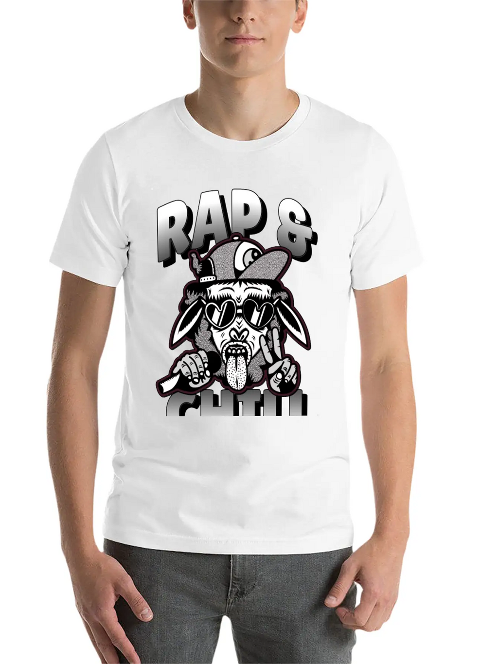 Rap And Chill - Cool Rap Cow Unisex Short Sleeve Soft Cotton T-Shirt – Casual Everyday Wear