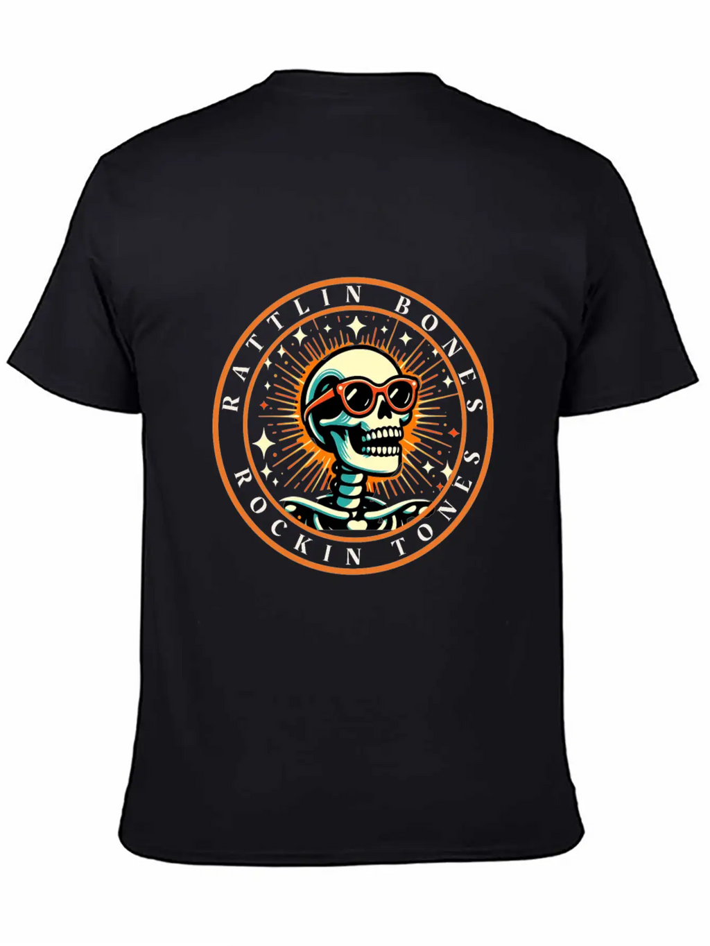 Rattlin' Bones Rockin' Tones, Funny Skeleton Music Essential Cotton Tee For Daily Outfits – Unisex Style