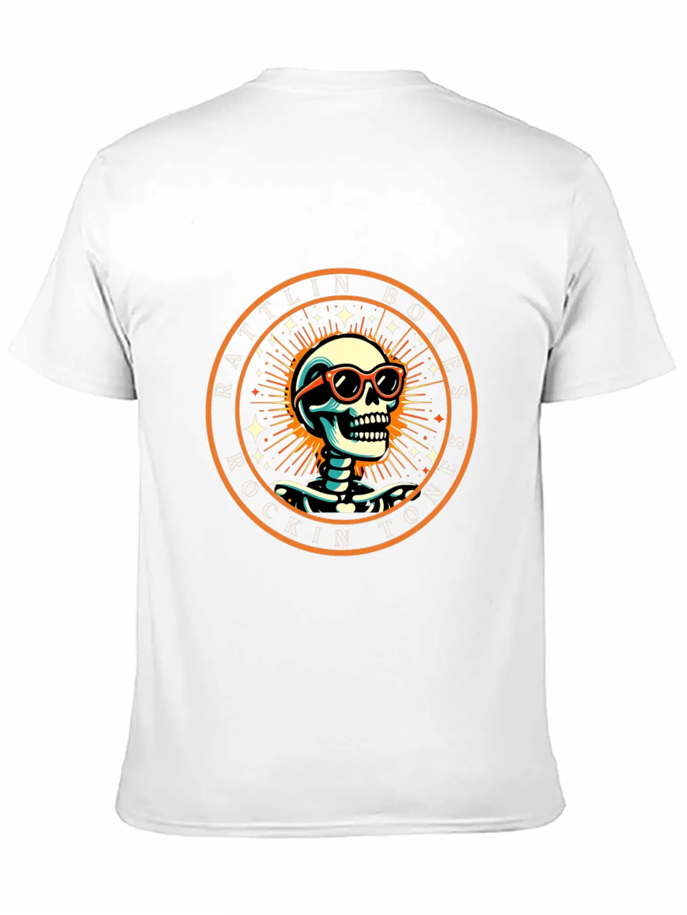 Rattlin' Bones Rockin' Tones, Funny Skeleton Music Essential Cotton Tee For Daily Outfits – Unisex Style