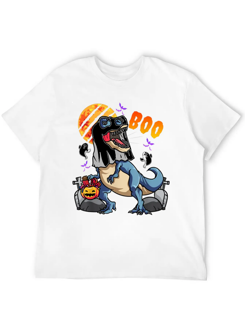 Rawrsome Rex Boo Halloween Clothing Casual Graphic T-Shirt – Simple And Comfortable Daily Wear