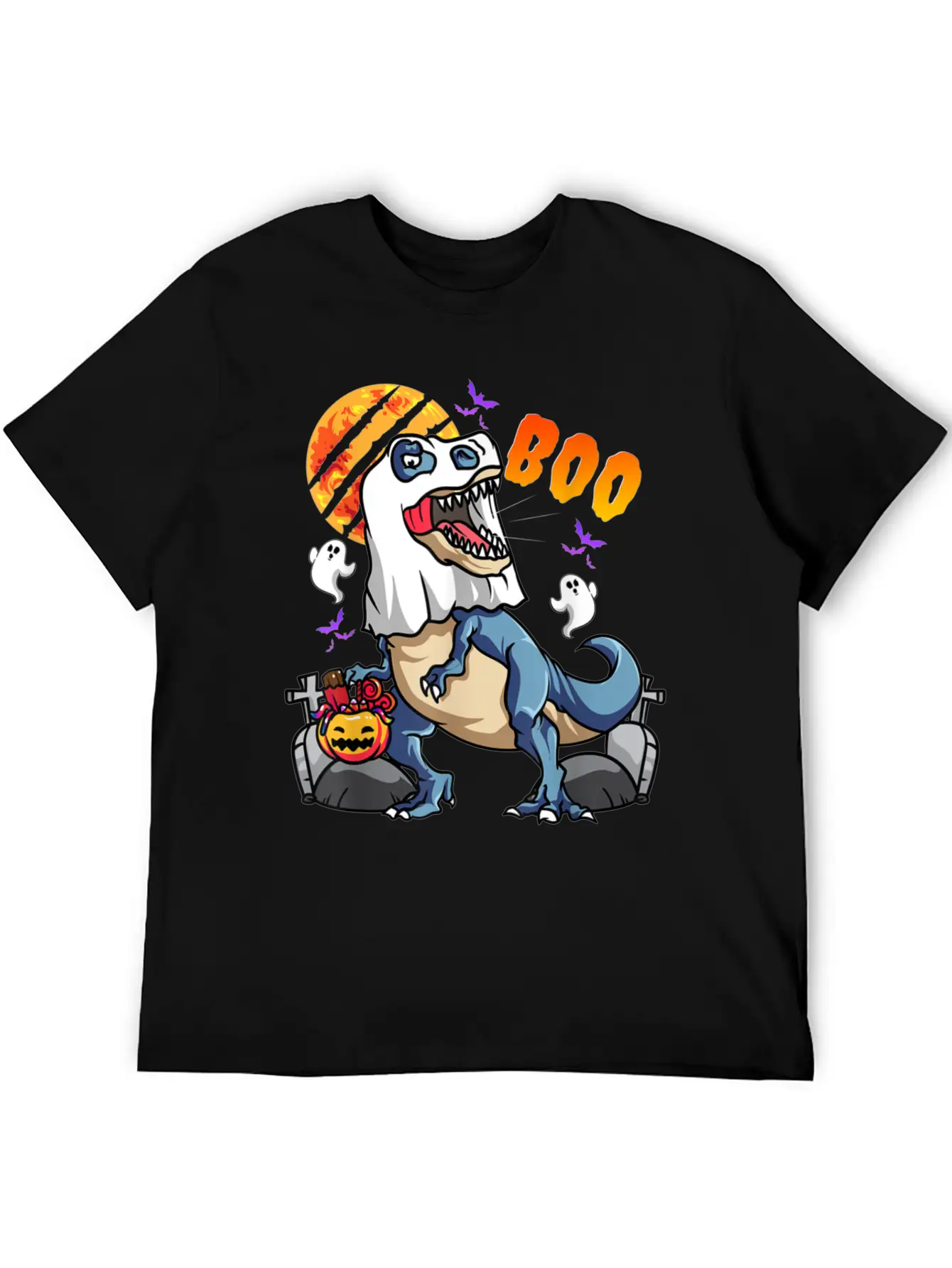 Rawrsome Rex Boo Halloween Clothing Casual Graphic T-Shirt – Simple And Comfortable Daily Wear