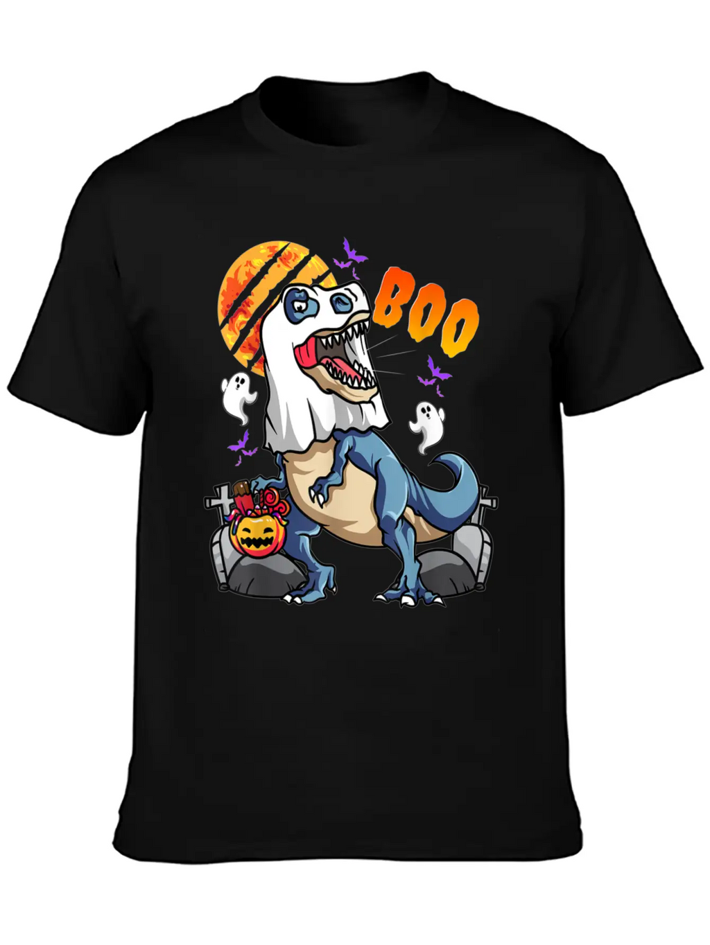 Rawrsome Rex Boo Halloween Clothing Casual Graphic T-Shirt – Simple And Comfortable Daily Wear