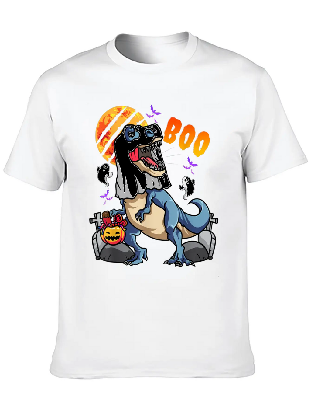 Rawrsome Rex Boo Halloween Clothing Casual Graphic T-Shirt – Simple And Comfortable Daily Wear